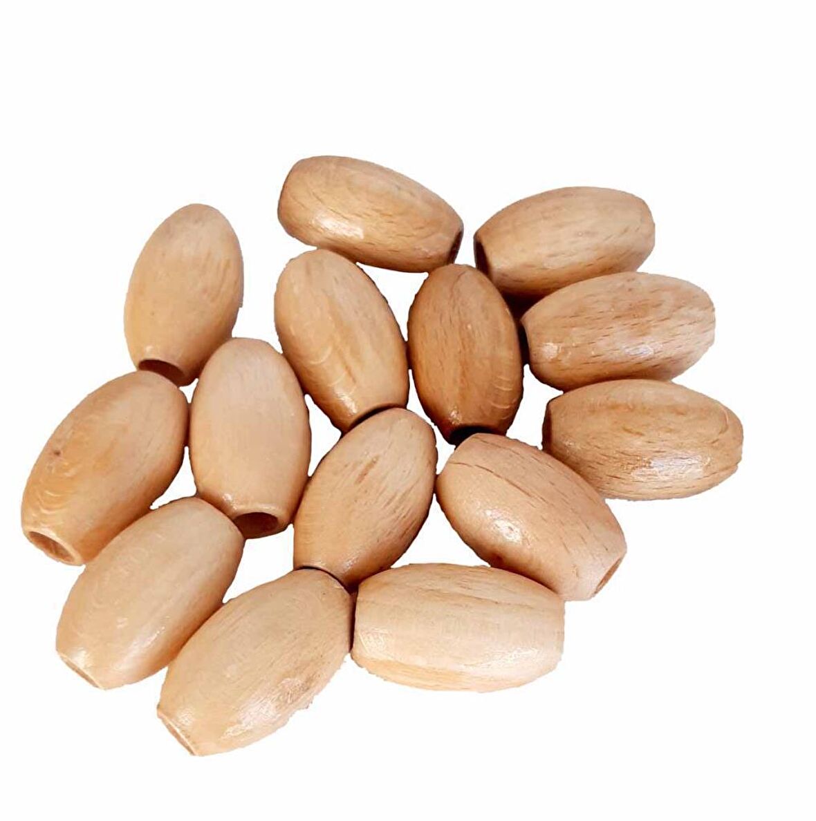 17 mm 10 Adet Açık Renk Ahşap Oval Boncuk
