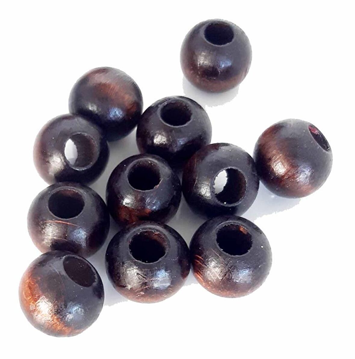 22 mm 10 Adet Ahşap Yuvarlak Boncuk Koyu Renk