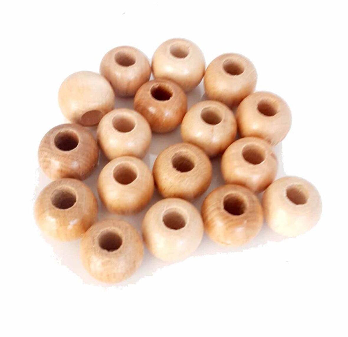 20 mm 10 Adet Açık Renk Ahşap Yuvarlak Boncuk