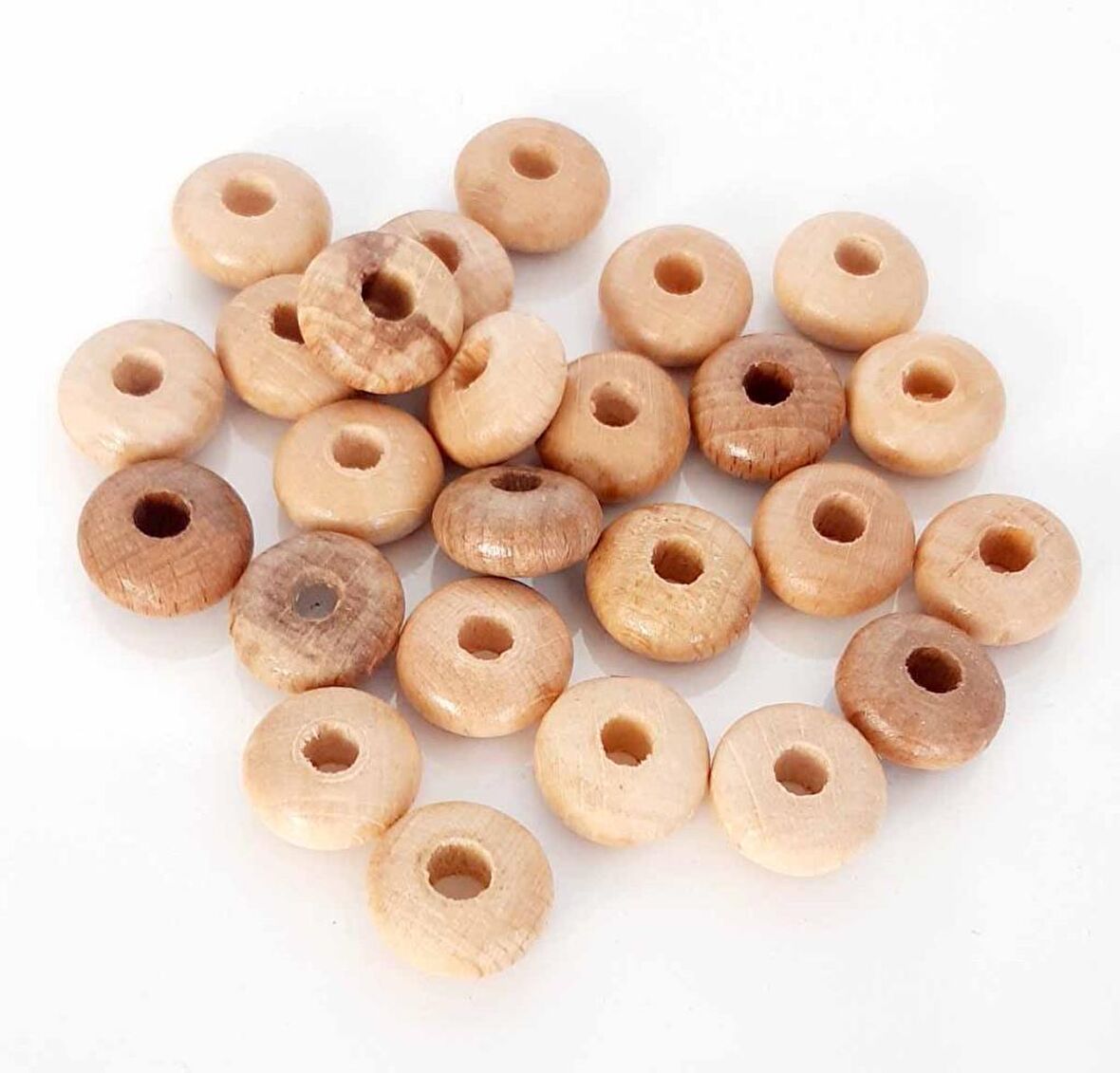 15 mm 10 Adet Açık Renk Ahşap Yassı Boncuk