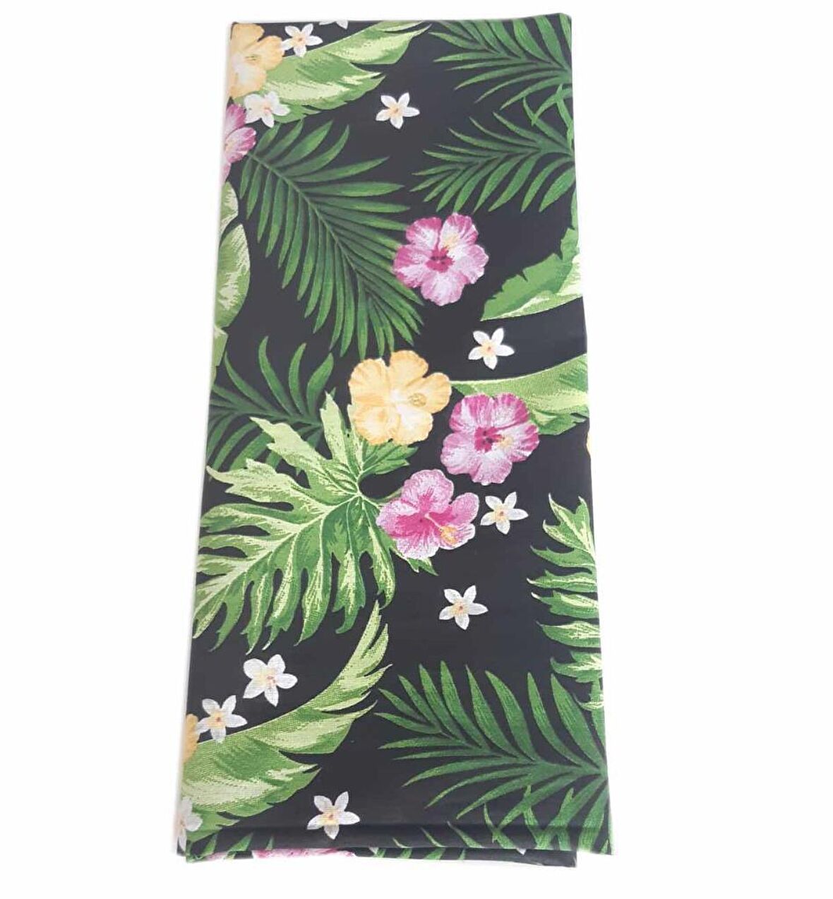 120x50 cm Pamuklu Astarlık Kumaş Sarı Mor Çiçek Desen