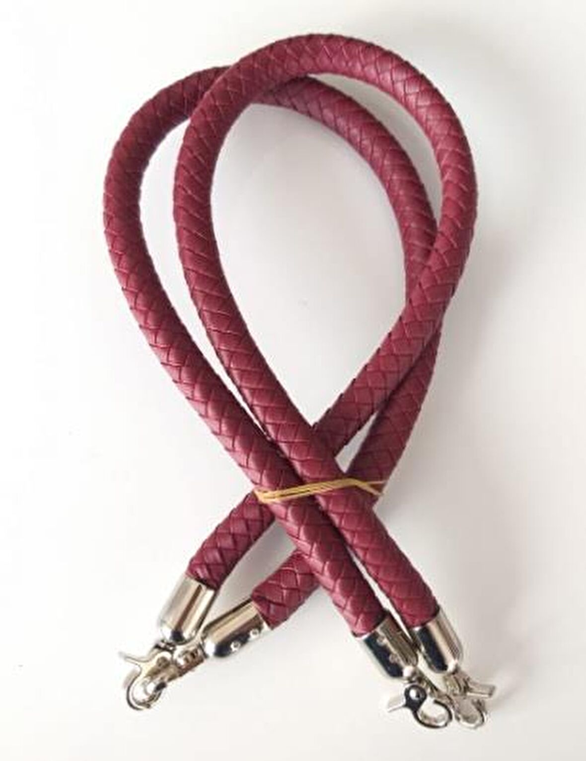 Örme çanta sapı Gümüş Metal Bordo
