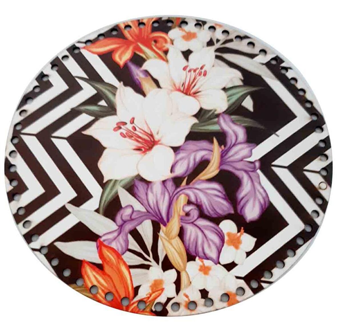 30 Cm Çapında Resimli Ahşap Tepsi Tabanı Yeni NY21