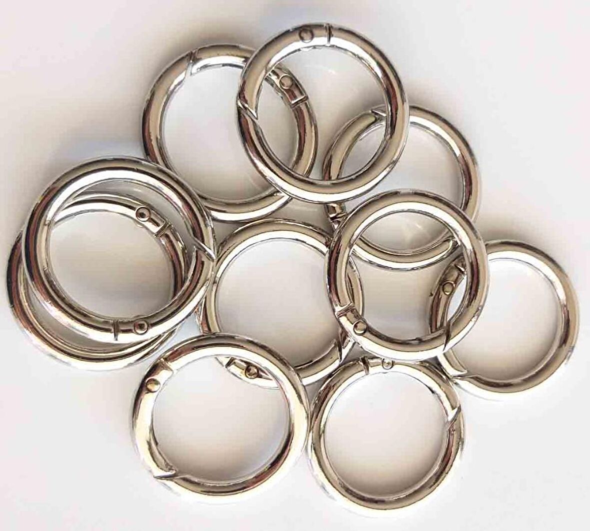 10lu 2.5 cm Gümüş Renk Yaylı Halka Örgü Çanta İçin