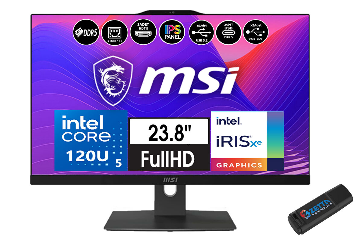 Msı Modern AM242P Intel Core 5 120U 64GB Ddr5 1tb SSD Fhd 23.8" IPS WINDOWS11HOME All In One Bilgisayar W1M-1223EUH18+ZETTAUSBBELLEK