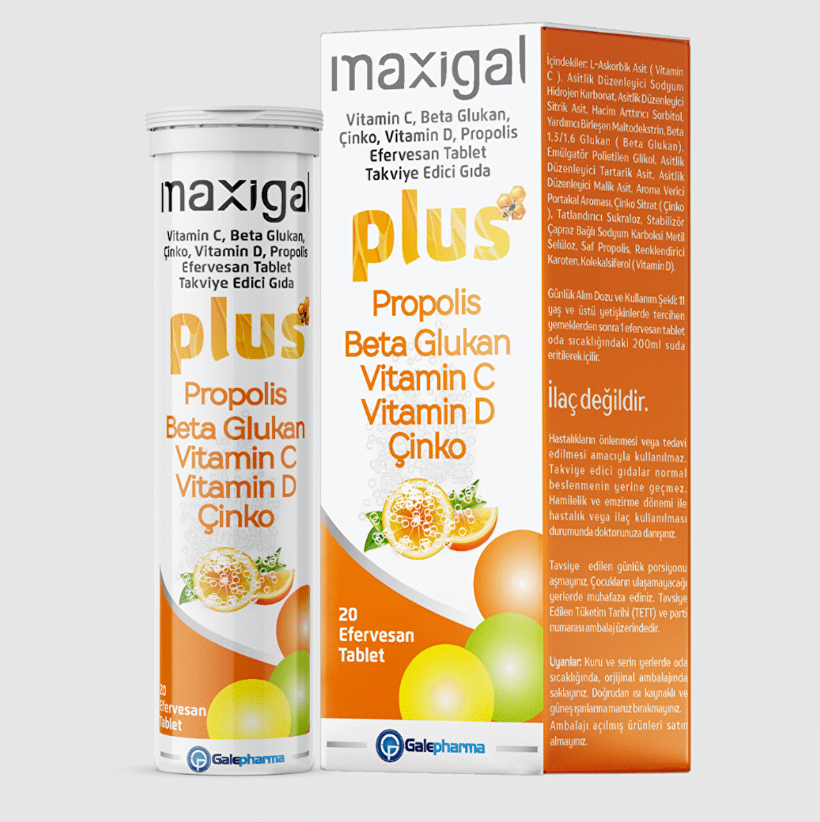 Vitamin C, Beta Glukan Çinko, Vitamin D Propolis Efervesan Tablet Takviye Edici Gıda