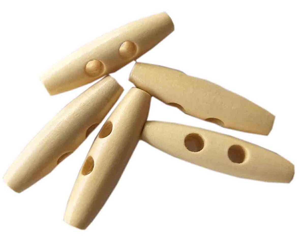 5li Ahşap Çoban Düğme 5 cm Krem