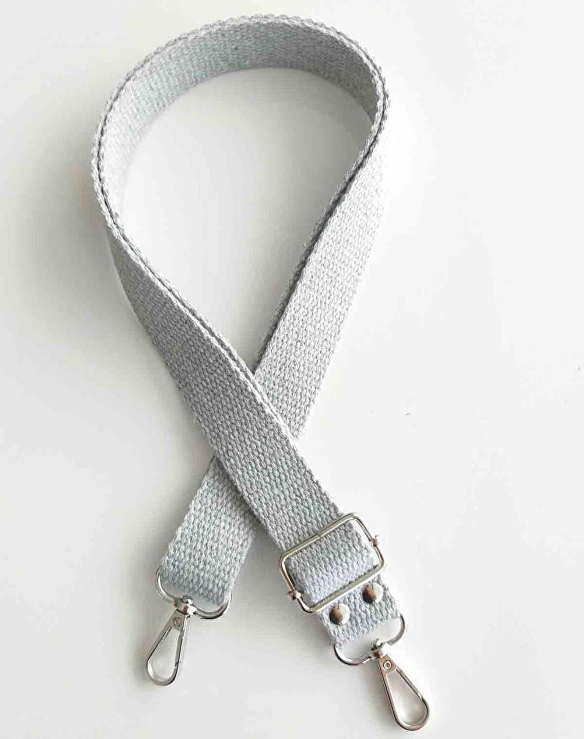 Açık Gri Pamuklu Kolon Ayarlamalı Çanta Sapı