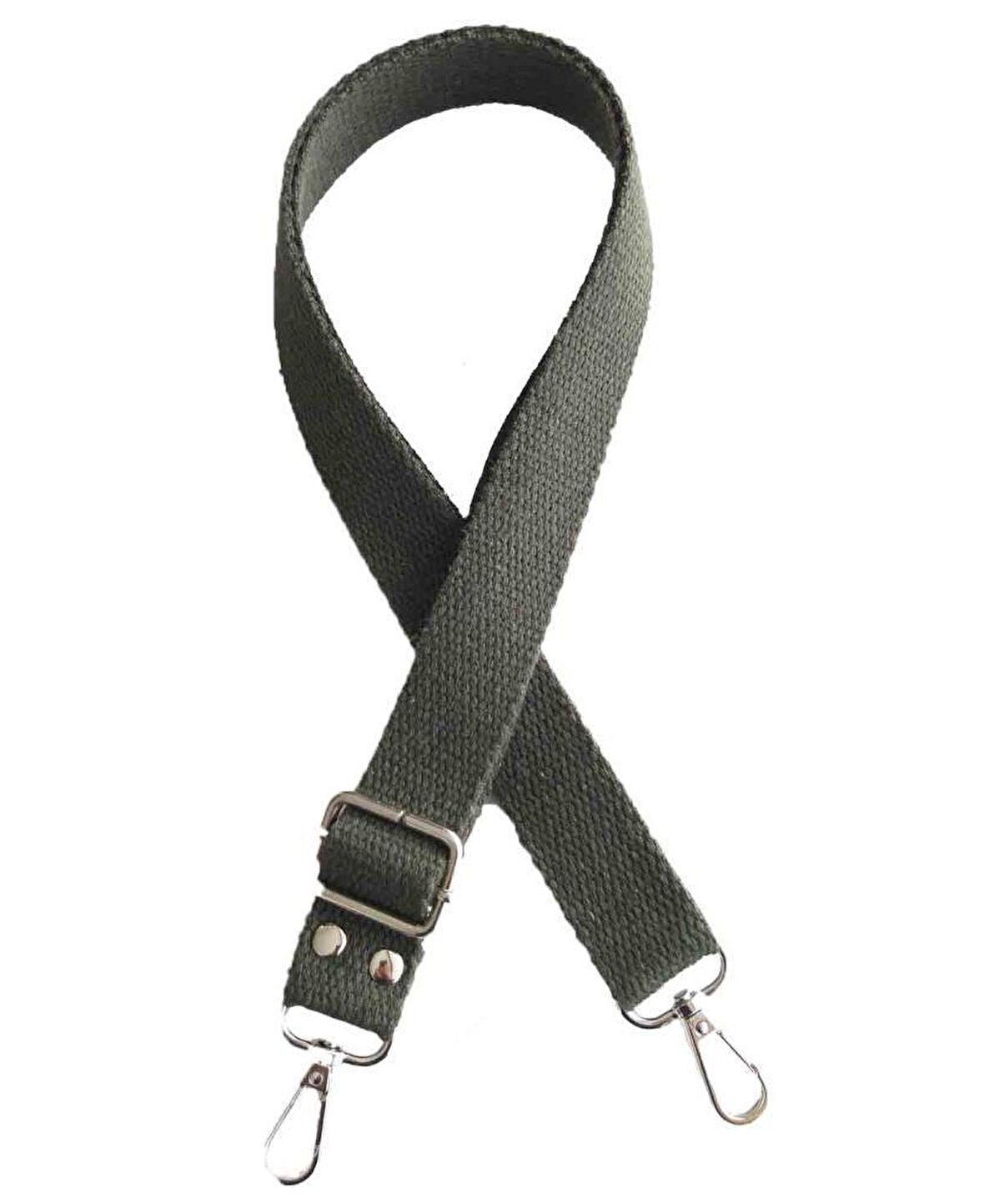 Haki Renk Pamuklu Kolon Ayarlamalı Çanta Sapı