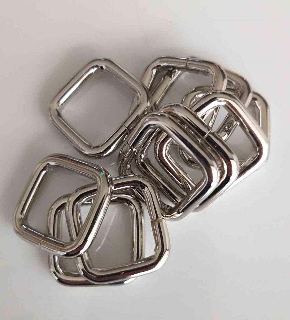 10lu Gümüş Renk 2 cm Kare Halka