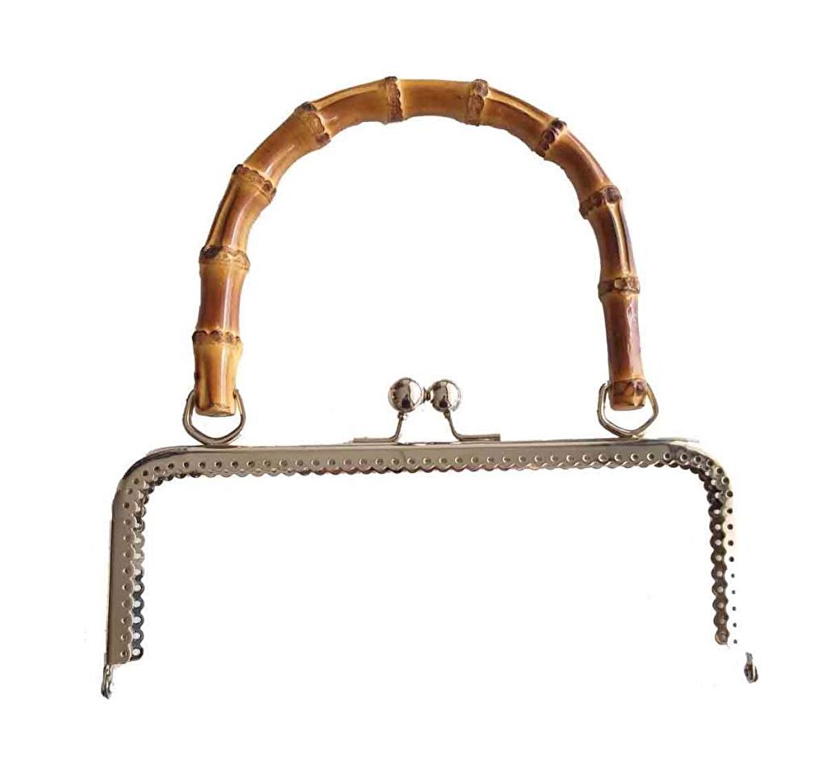 20 cm Bambulu Gümüş Renk Çanta, Cüzdan Klipsi Dikdörtgen NO:68