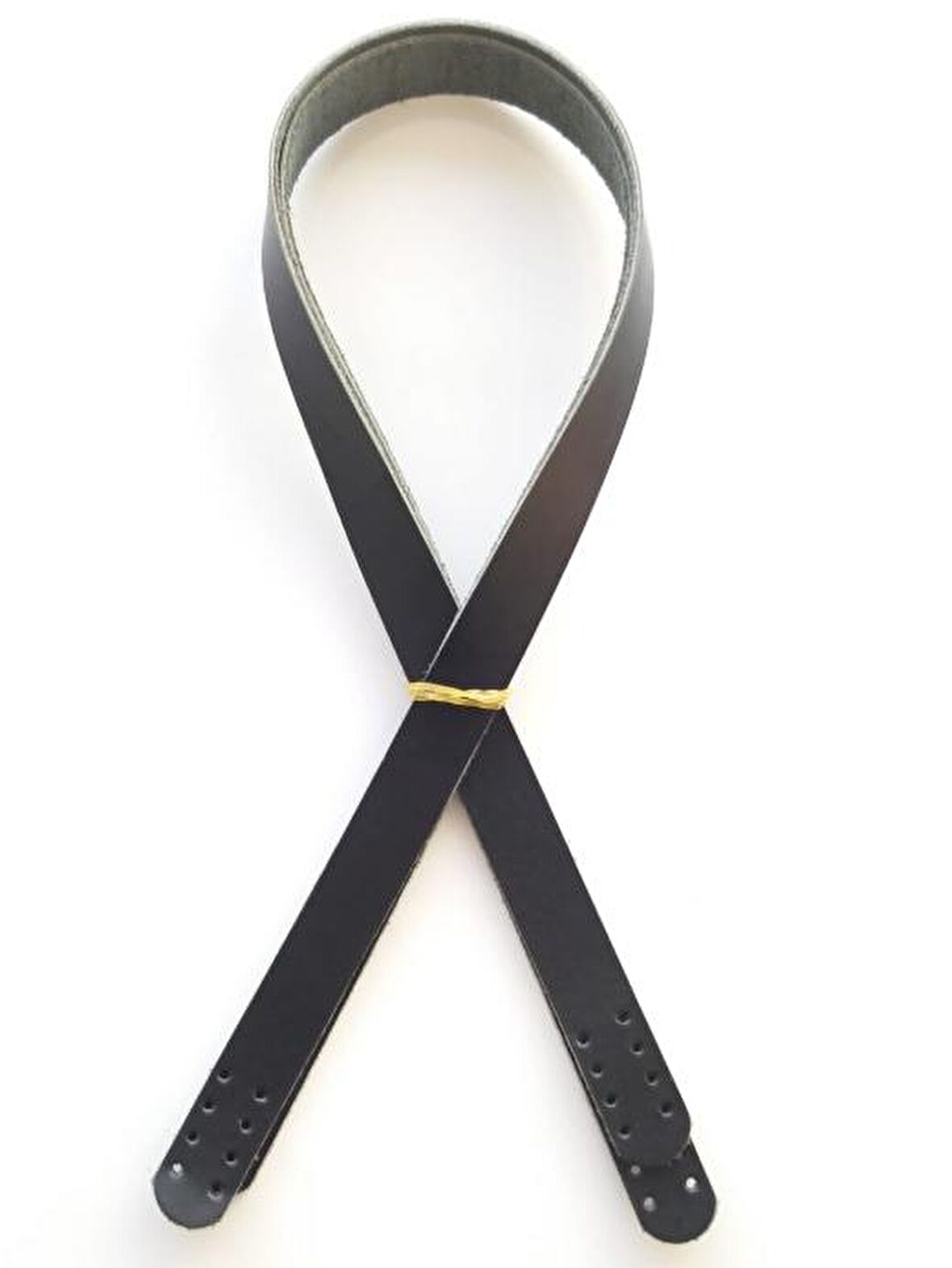 Siyah Renk Gerçek Deri 70x2 cm Çift Sap