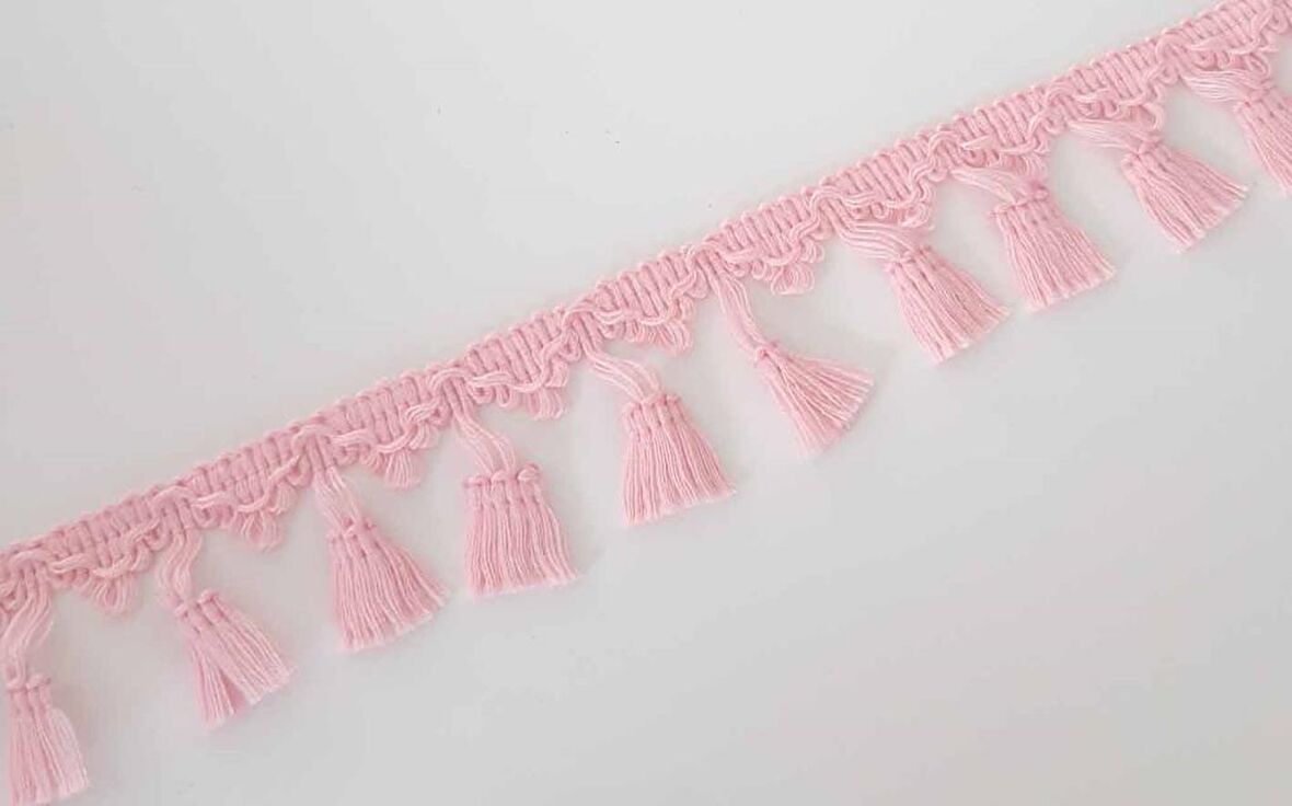 Açık Pembe Renk Püsküllü Şerit Süs