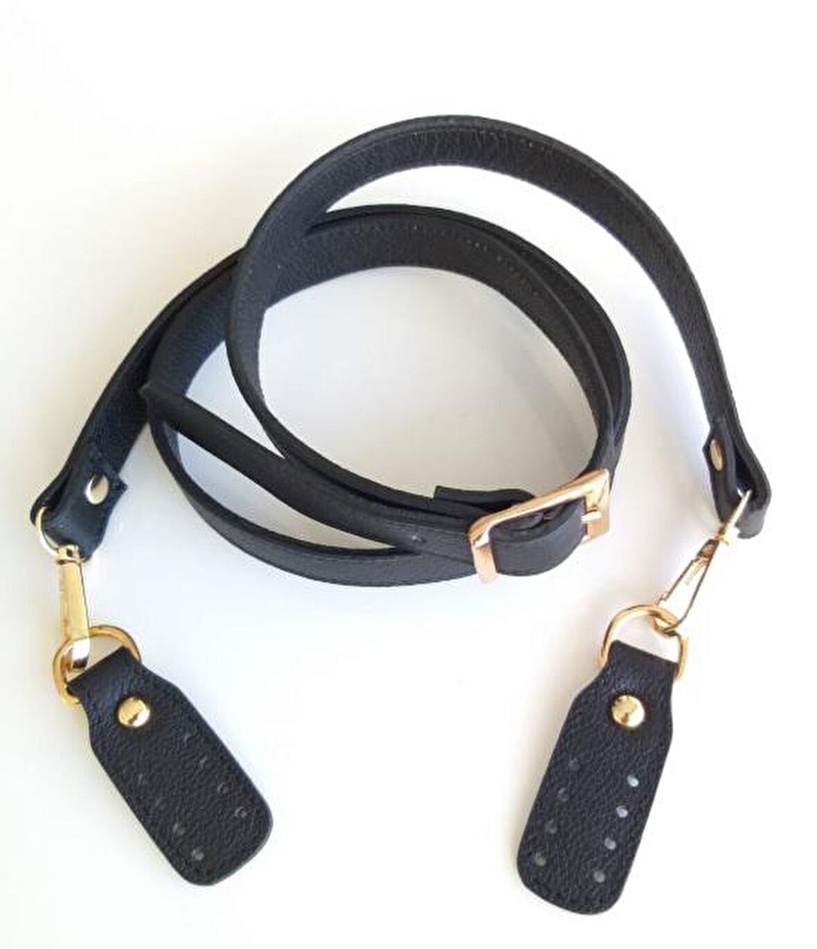 Gerçek deri Çift Kat, dikişli uzun sap siyah