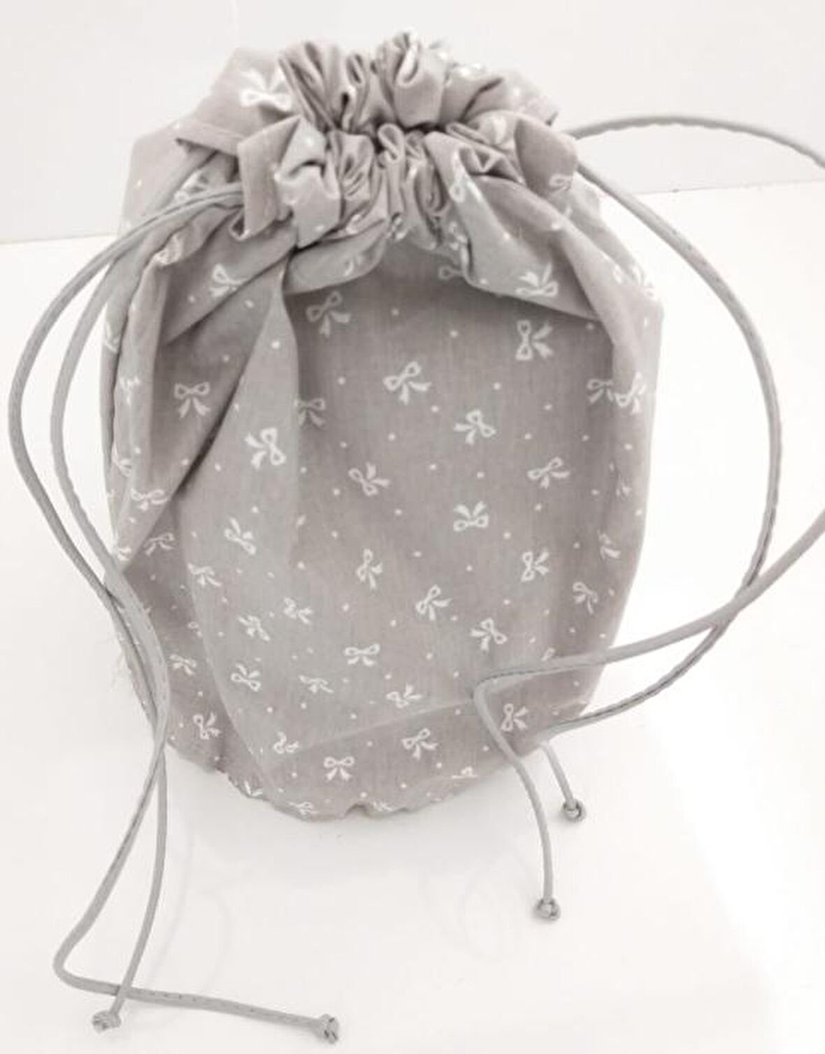 Hazır Kova Çanta Astarı Gri üzeri Kurdele desen