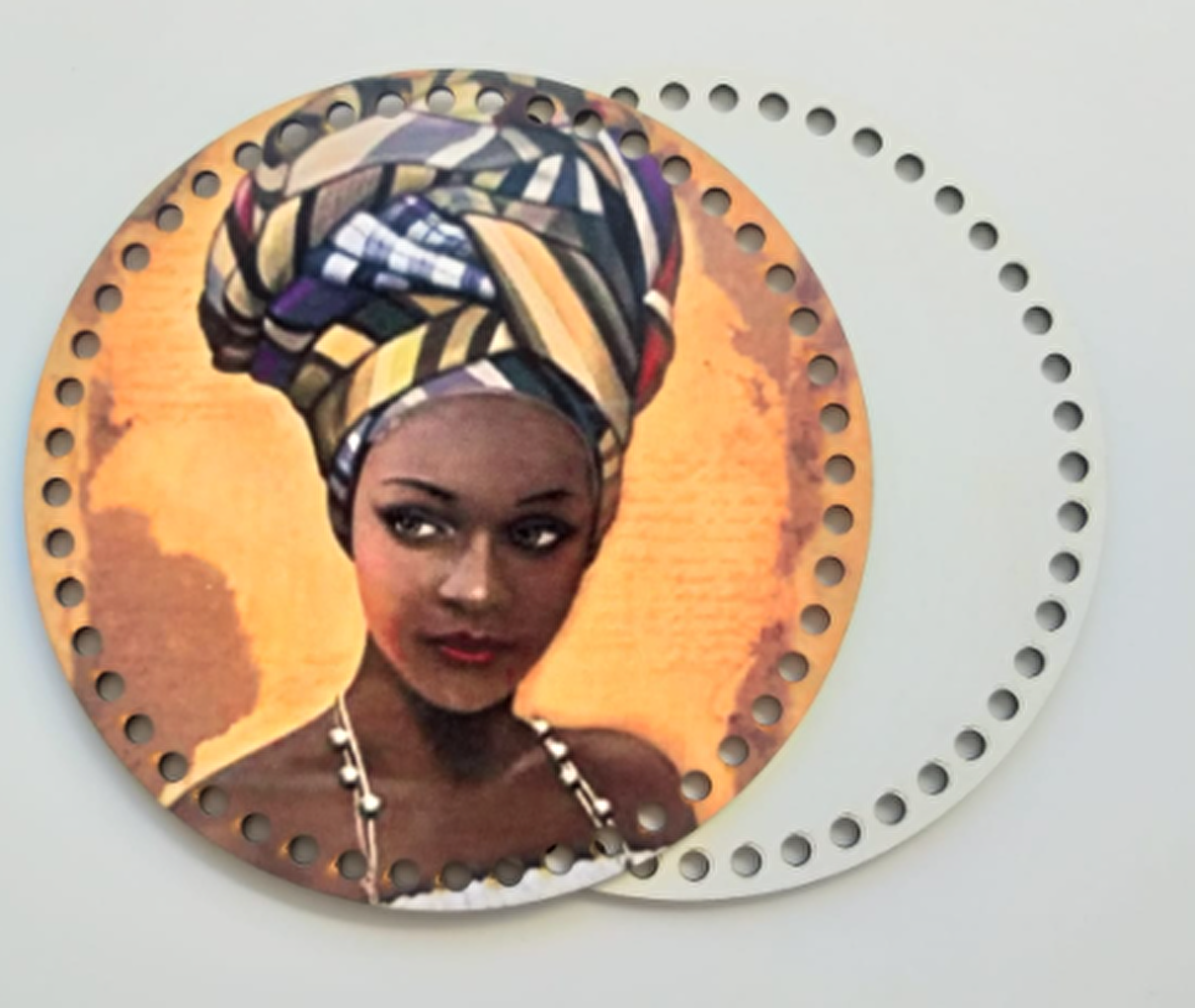 Ahşap 20 cm çapında resimli plaka arkalıklı X serisi no1