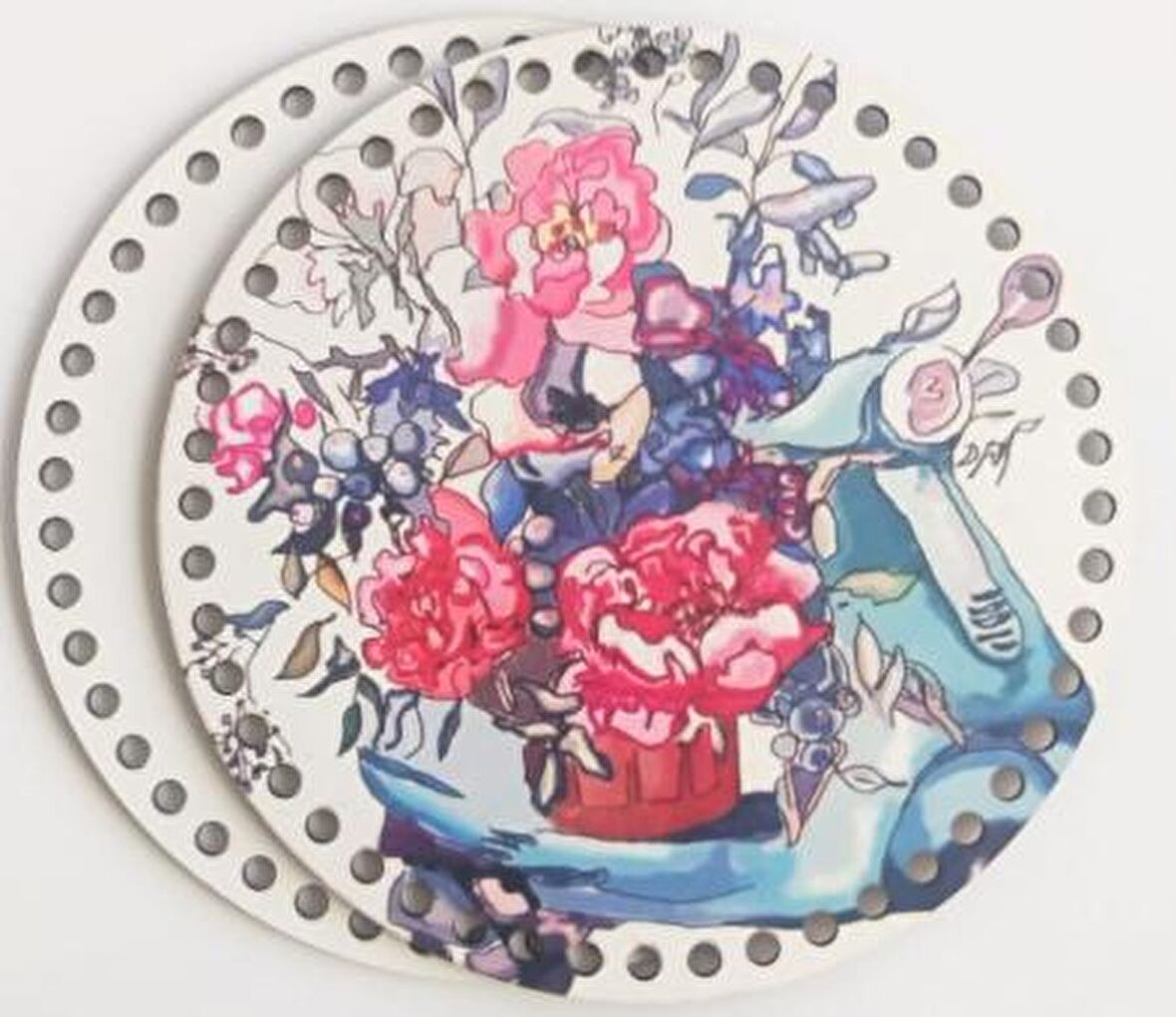 Ahşap 20 Cm Çapında Resimli Plaka Arkalıklı B Serisi No4