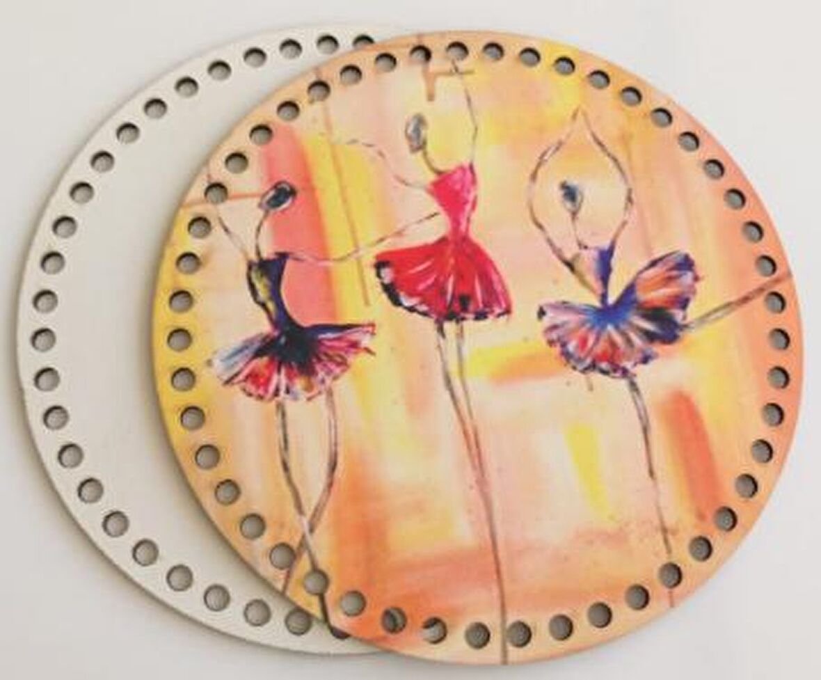 Ahşap 20 cm çapında resimli plaka arkalıklı Y serisi NO:10