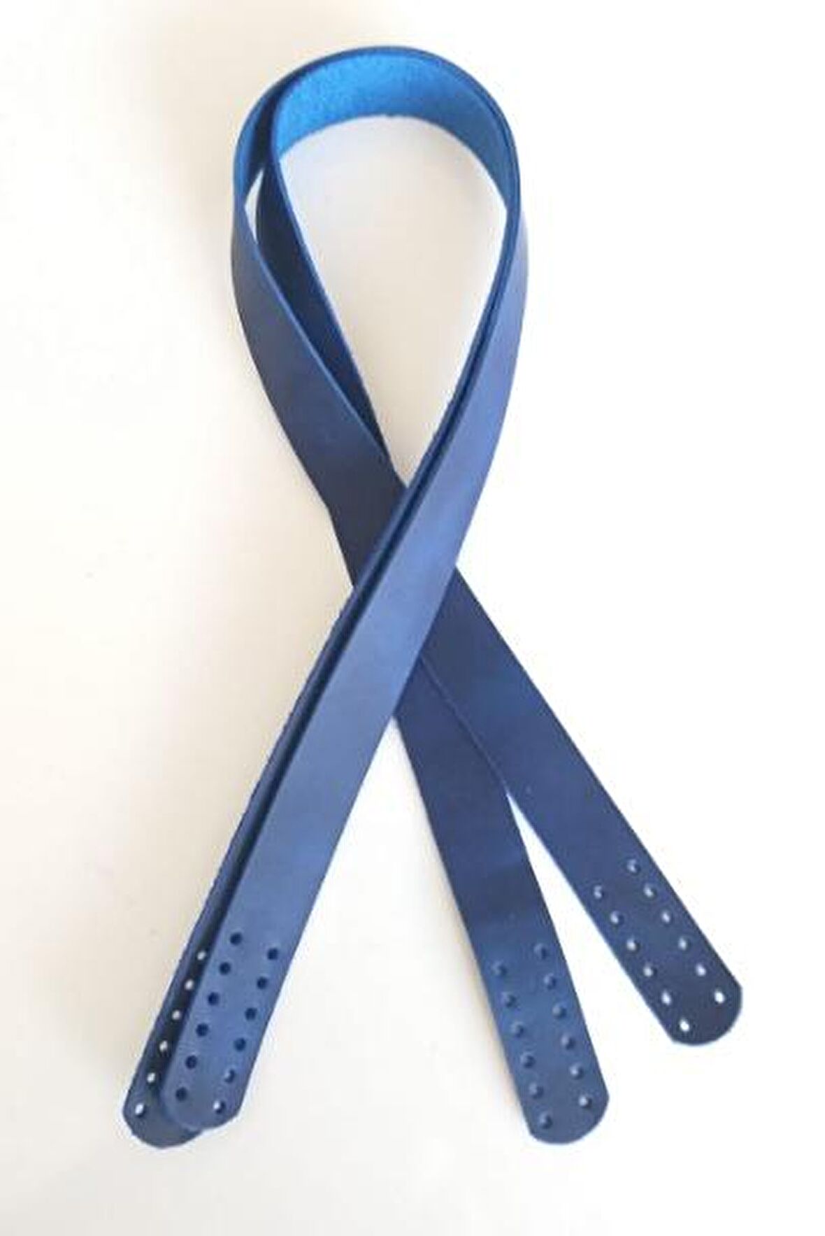 Saks Mavi Crazy Oil renk gerçek deri 70x2.3 cm çift sap