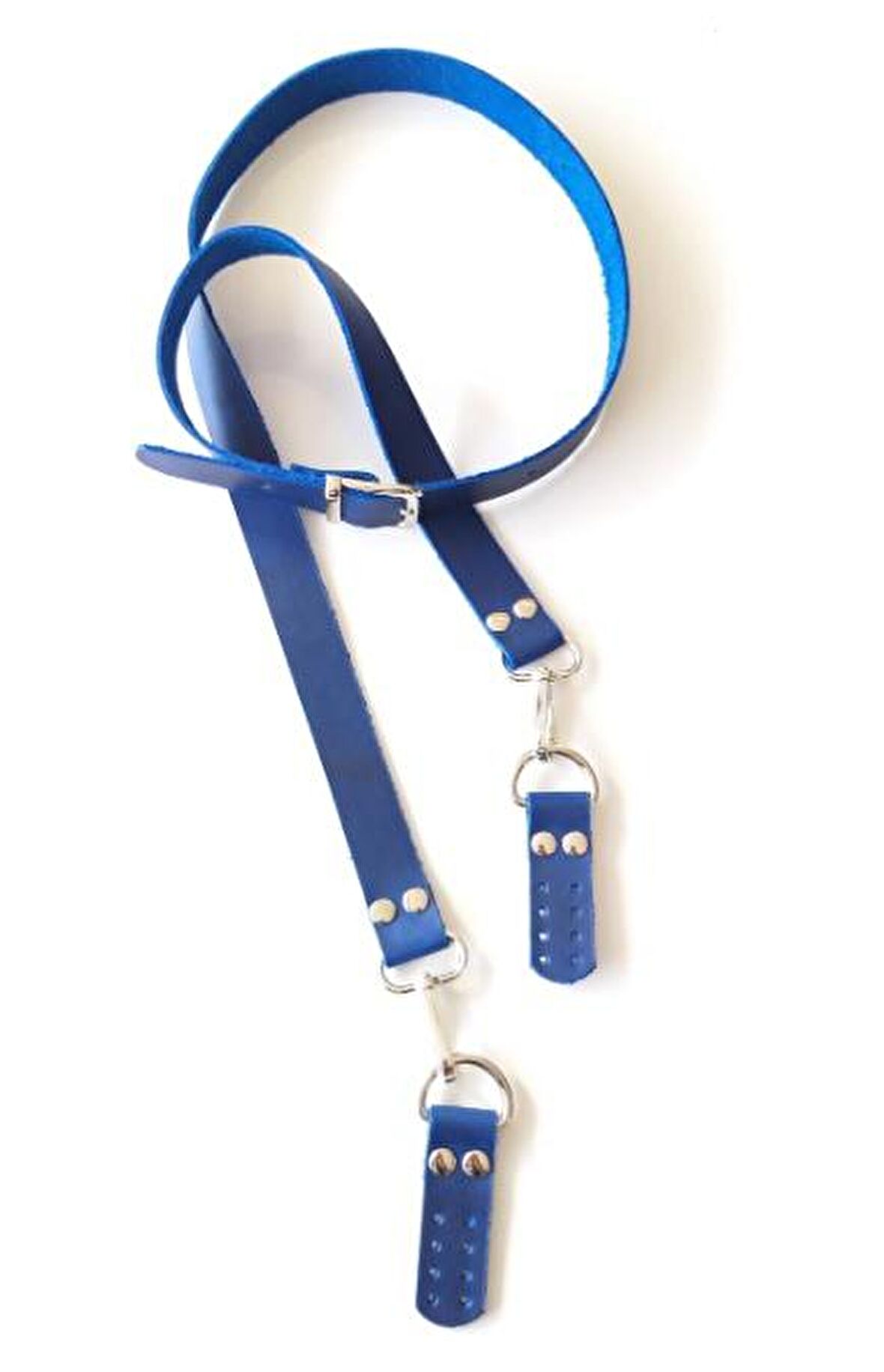 Gerçek Deri Crazy Oil Saks Mavi  Renk Ayarlı Sap