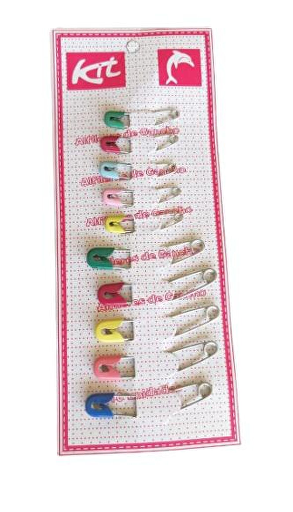 10lu Kart renkli  çengelli iğne