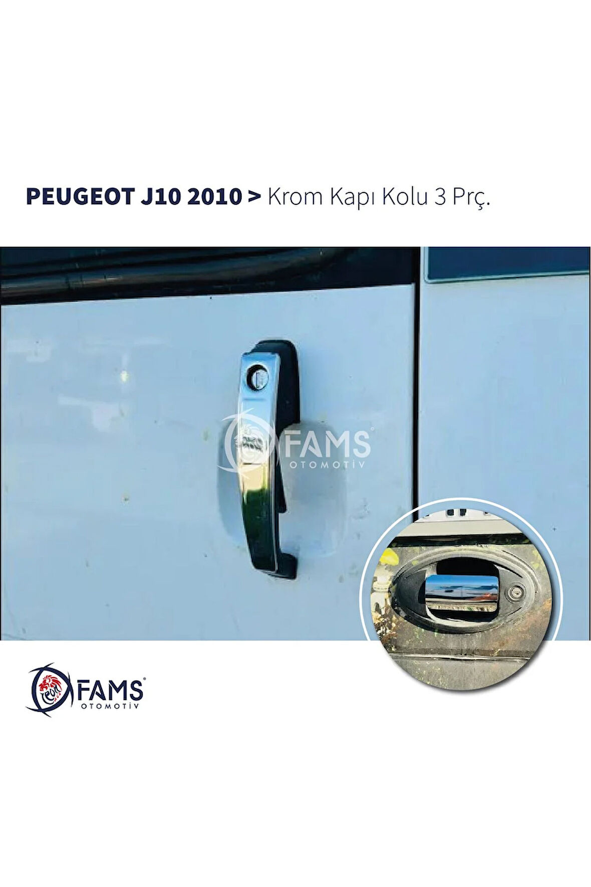 Peugeot J10 Krom Kapı Kolu 3 Parça 2010> Paslanmaz Çelik