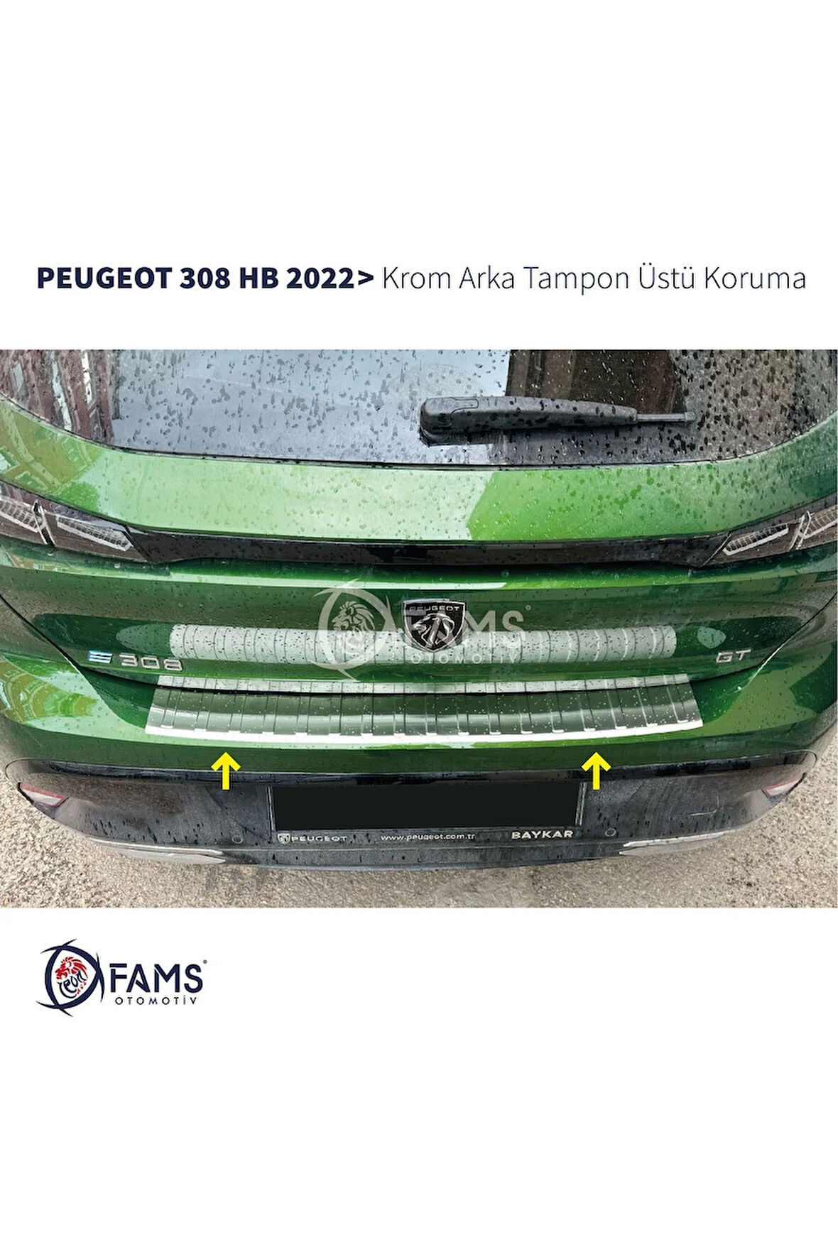 PEUGEOT 308 2022> Arka Tampon Üstü Koruma P.Çelik HB