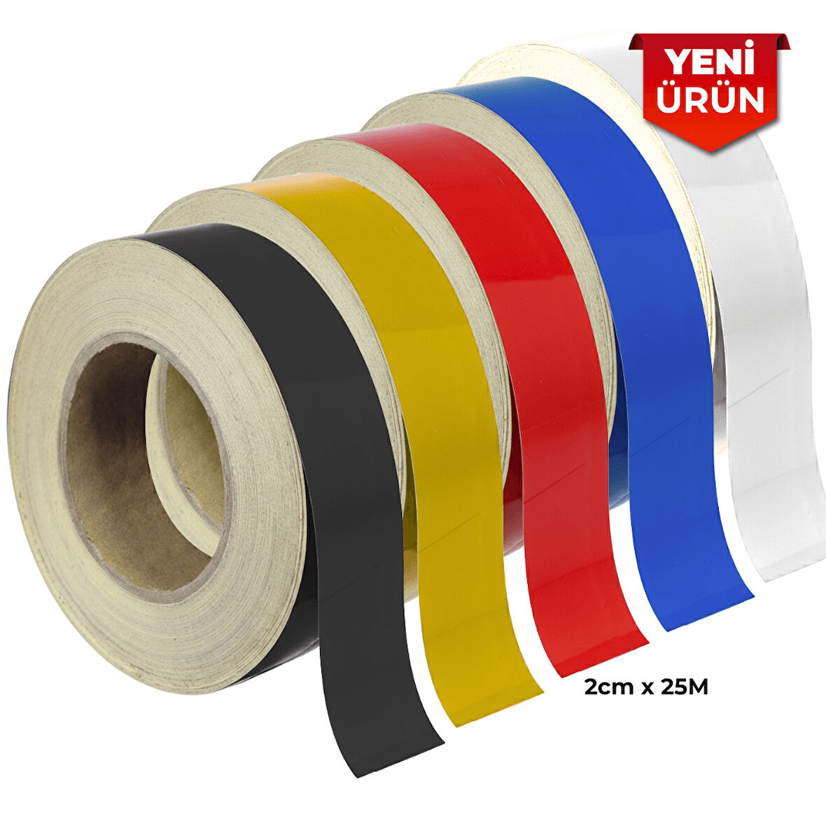 Reflektif Fosforlu Şerit Bant, Düz Reflekte İkaz Bandı 2cm x 25M