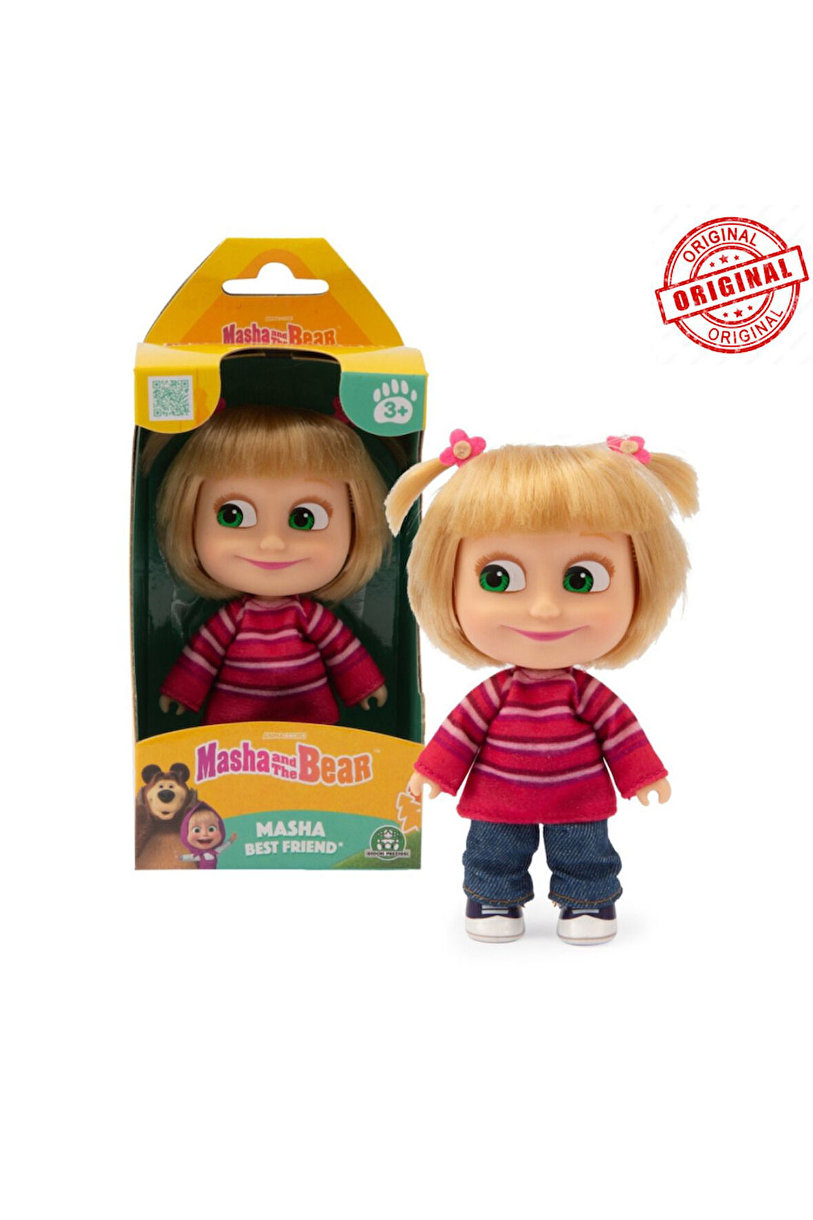 Masha&Koca Ayı 12Cm Bebek Masha and Bear Masha in Sweater Maşa Bebek Masha Bebek Pembe Kazaklı Masha