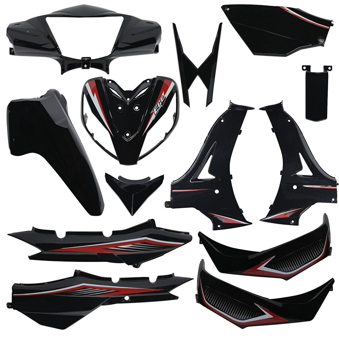 Kuba Ege 50cc -100cc Kaporta Seti Siyah Boyalı Parçalar Supermoto