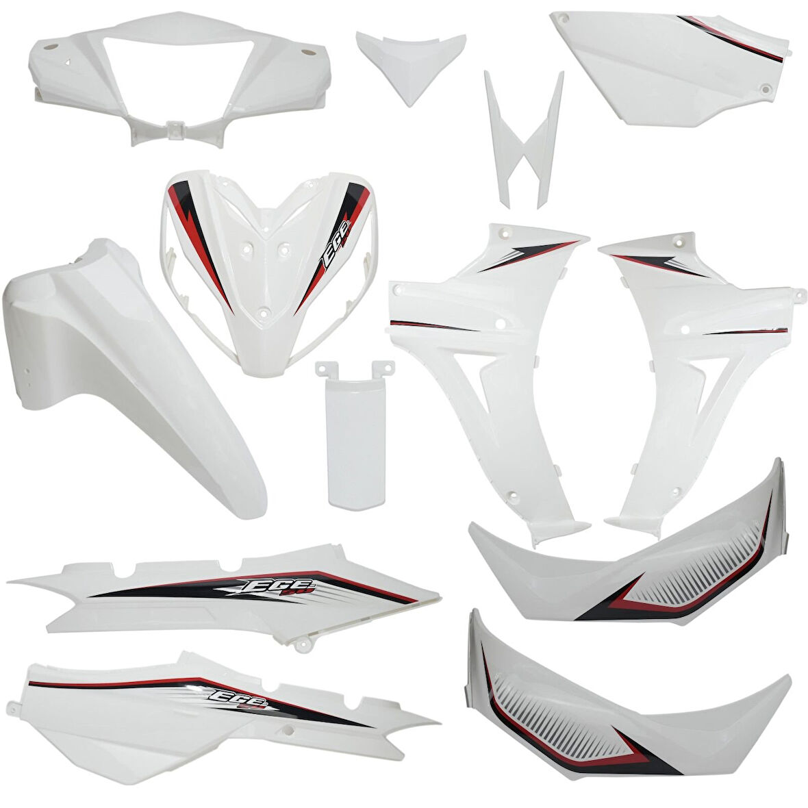 Kuba Ege 50 Kaporta Seti Beyaz Renk Supermoto