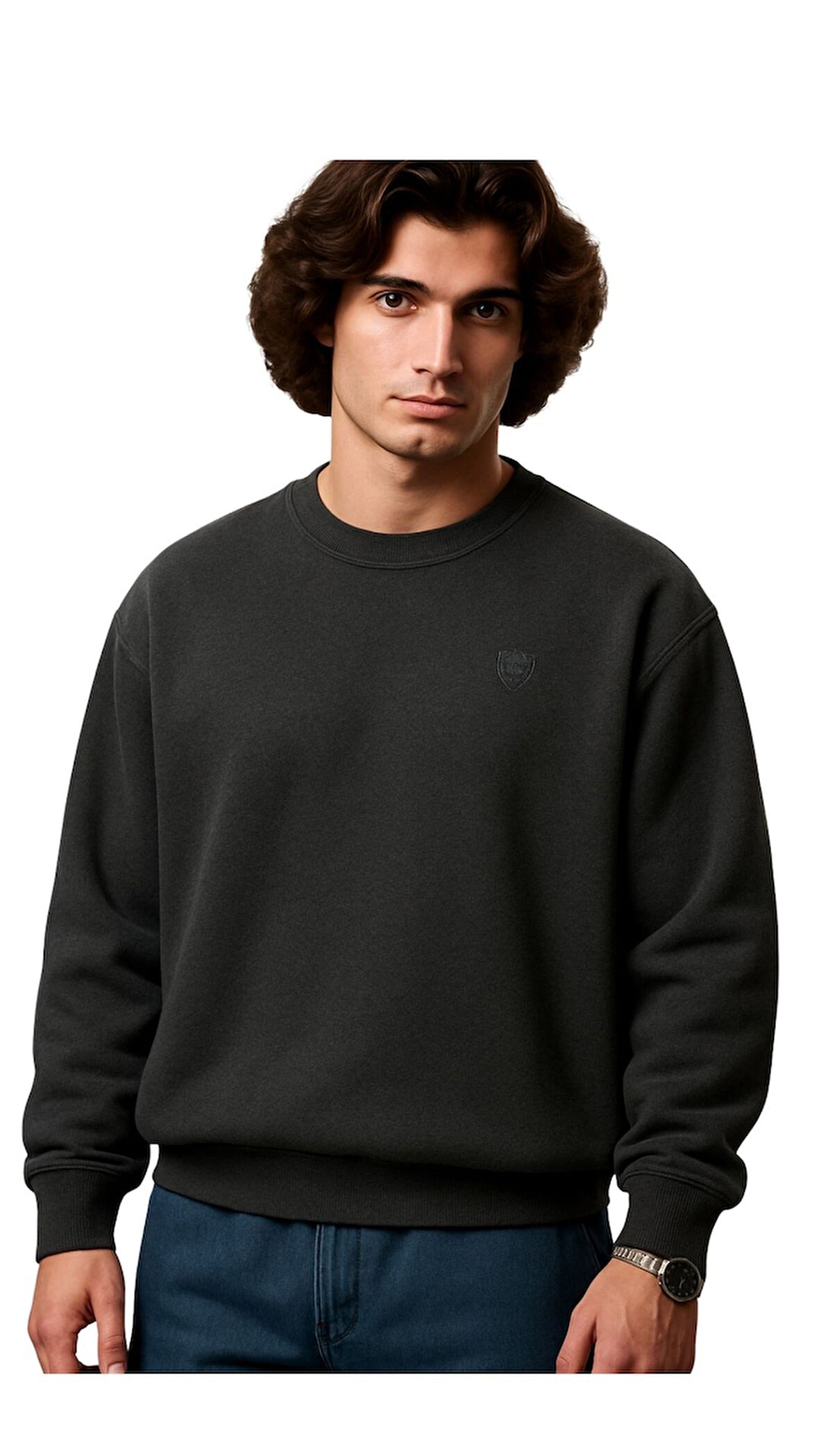 Erkek Büyük Beden 122 Kilo-158 Kilo Arası İçin Uygun Geniş Kalıp Bisiklet Yaka Pamuklu Selanik Kazak