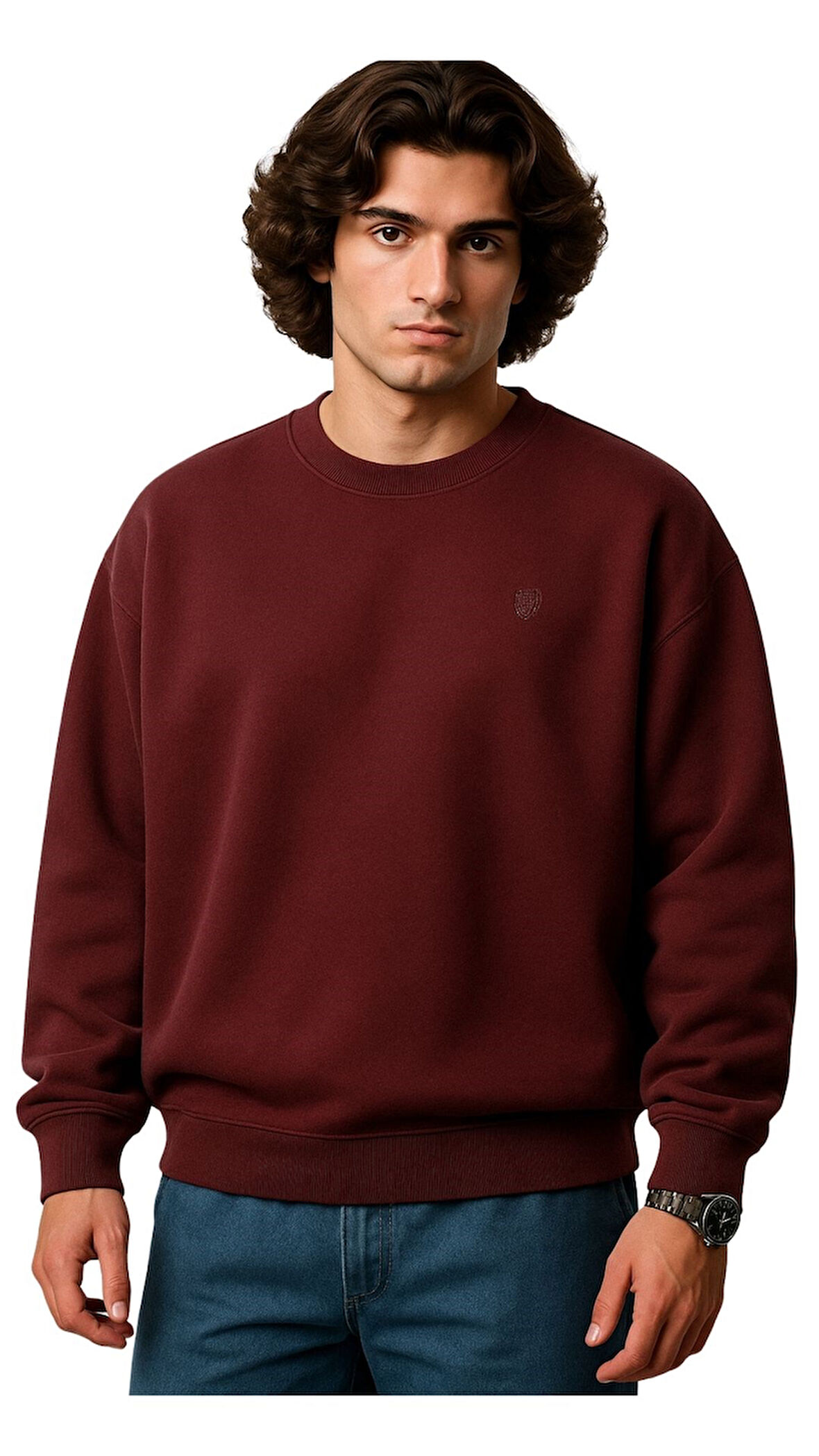 Erkek Büyük Beden 122 Kilo-158 Kilo Arası İçin Uygun Geniş Kalıp Bisiklet Yaka Pamuklu Selanik Kazak