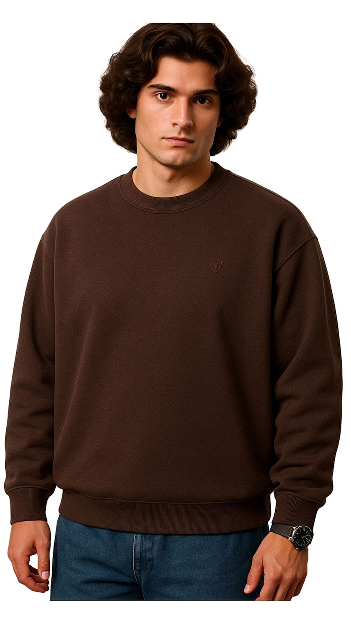 Erkek Büyük Beden 122 Kilo-158 Kilo Arası İçin Uygun Geniş Kalıp Bisiklet Yaka Pamuklu Selanik Kazak