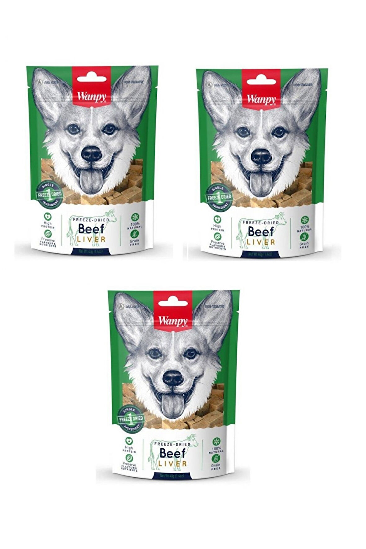 Wanpy Kurutulmuş Dana Ciğeri Köpek Ödülü 40 Gr. X 3 Adet