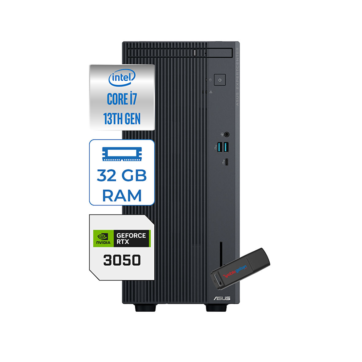 Asus Expertcenter P500MV Intel Core I7-13620H 32GB Ddr5 2tb SSD WIN11PRO 6GB/RTX3050 Minitower Masaüstübilgisayar WG7136216512B0DW14+ZETTAUSBBELLEK