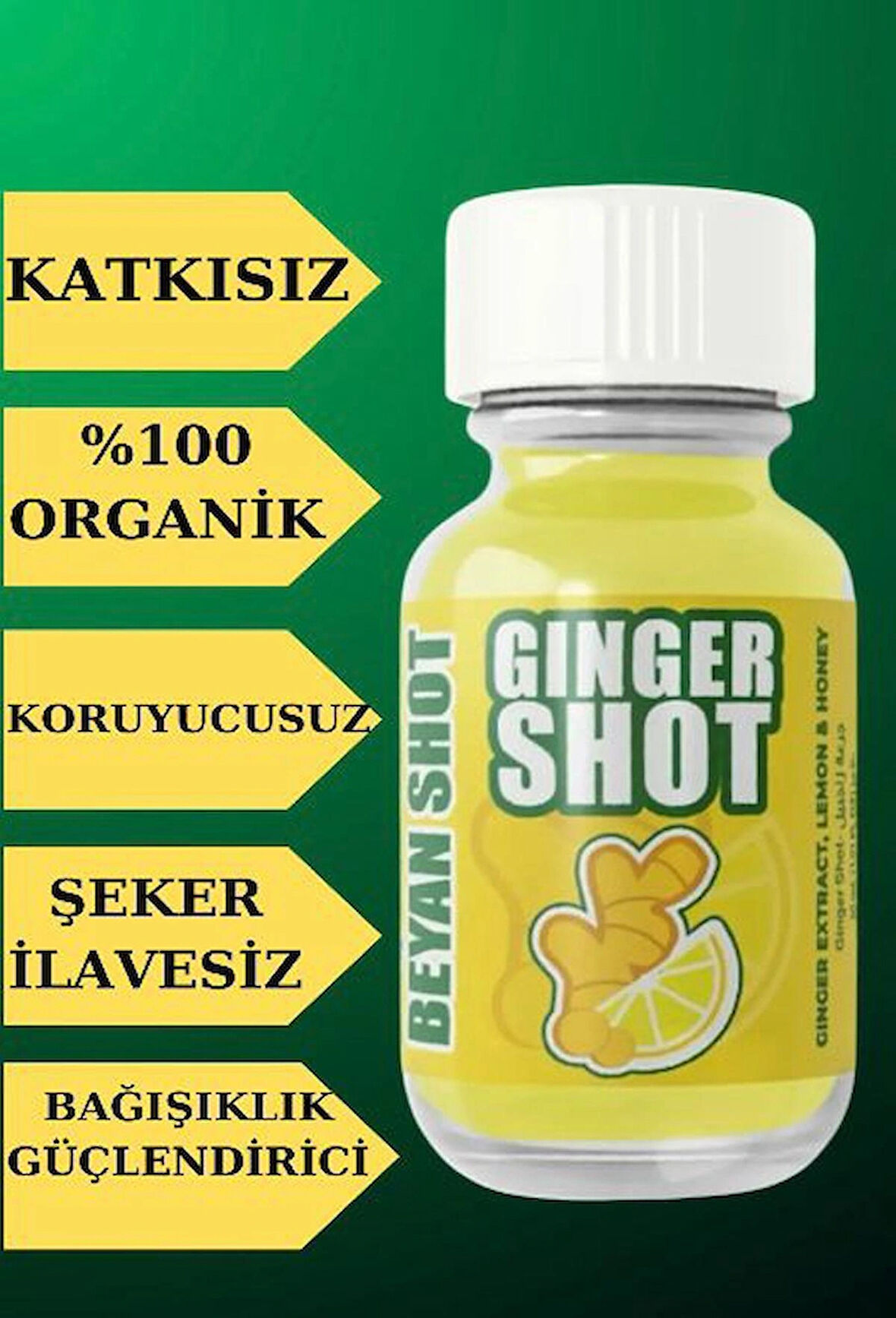 Ginger Shot Zencefil-Bal-Limon (Cam Şişe) 10 Adet 1 KUTU