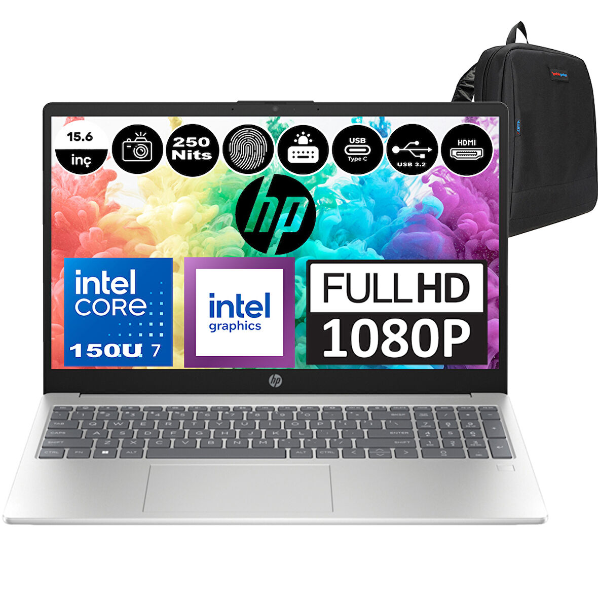Hp 15-FD1002NT Intel Core 7 150U 32GB 512GB SSD 15.6 Inç Fhd Windows 11 Home Taşınabilir Bilgisayar 9Y8Y7EAH05 + Zetta Çanta