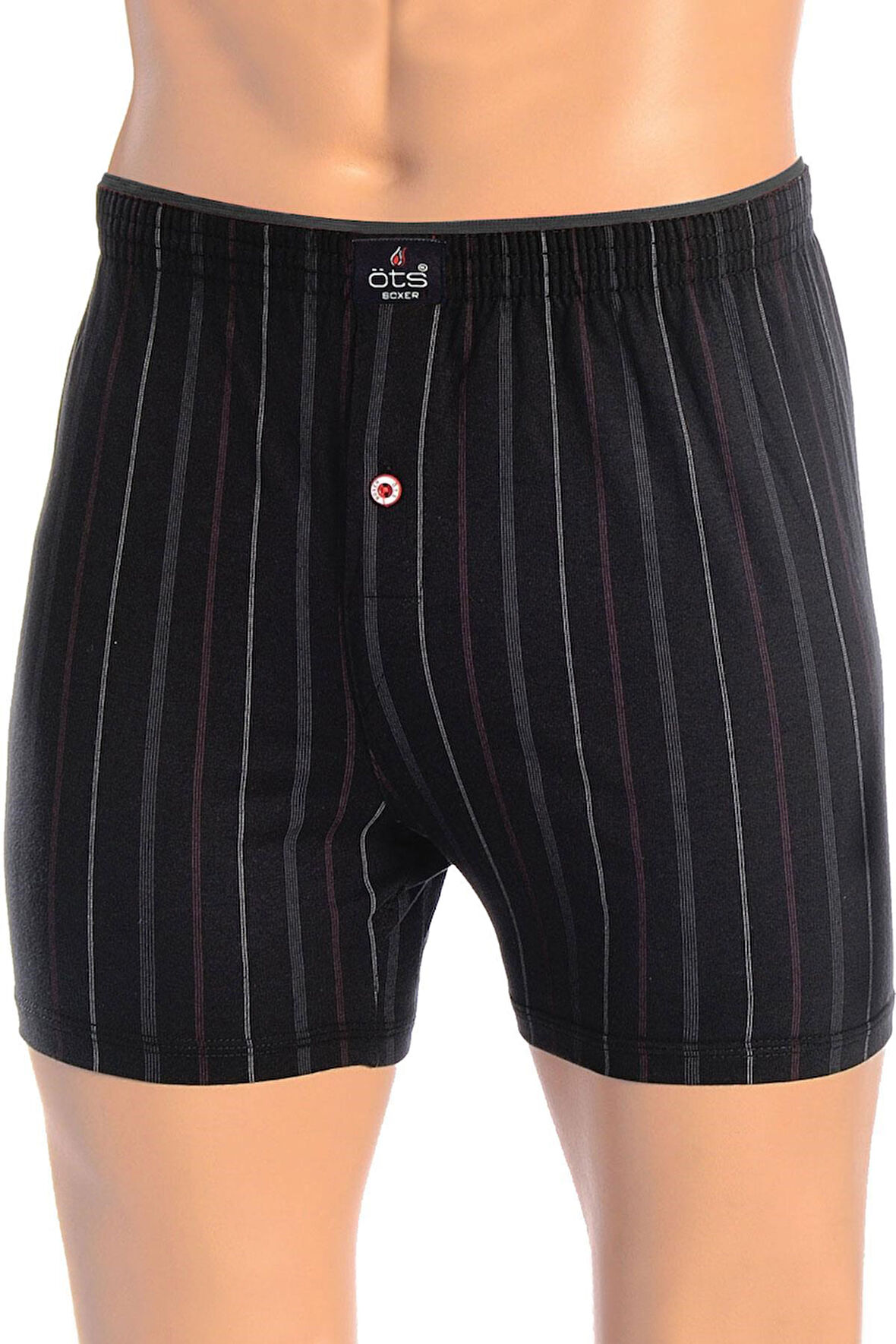 Öts Erkek Boxer Çizgili, Düğmeli (%100 Pamuk)