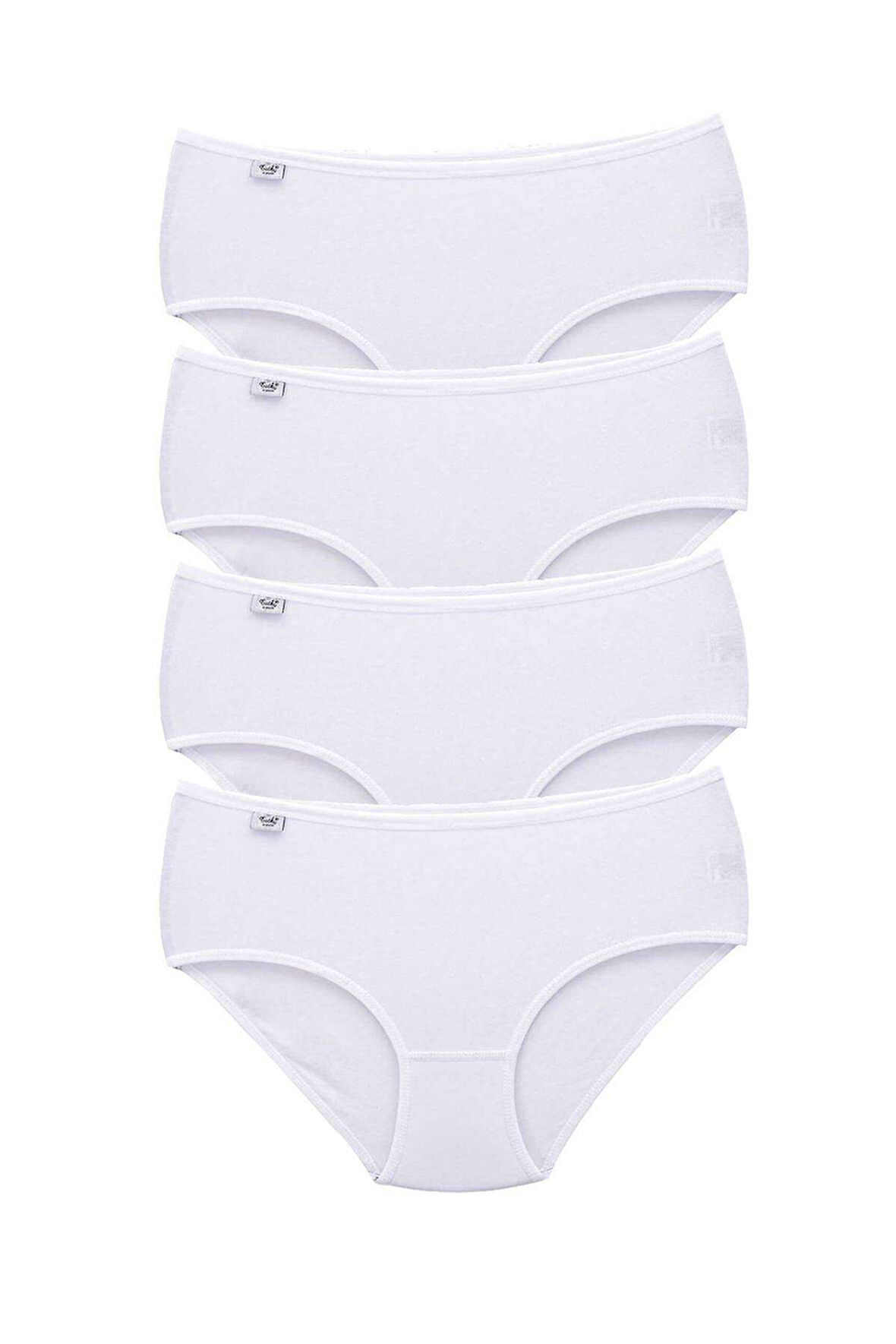 4 Adet Tutku Kadın Yüksek Bel Bato İnce Lastik Külot Beyaz