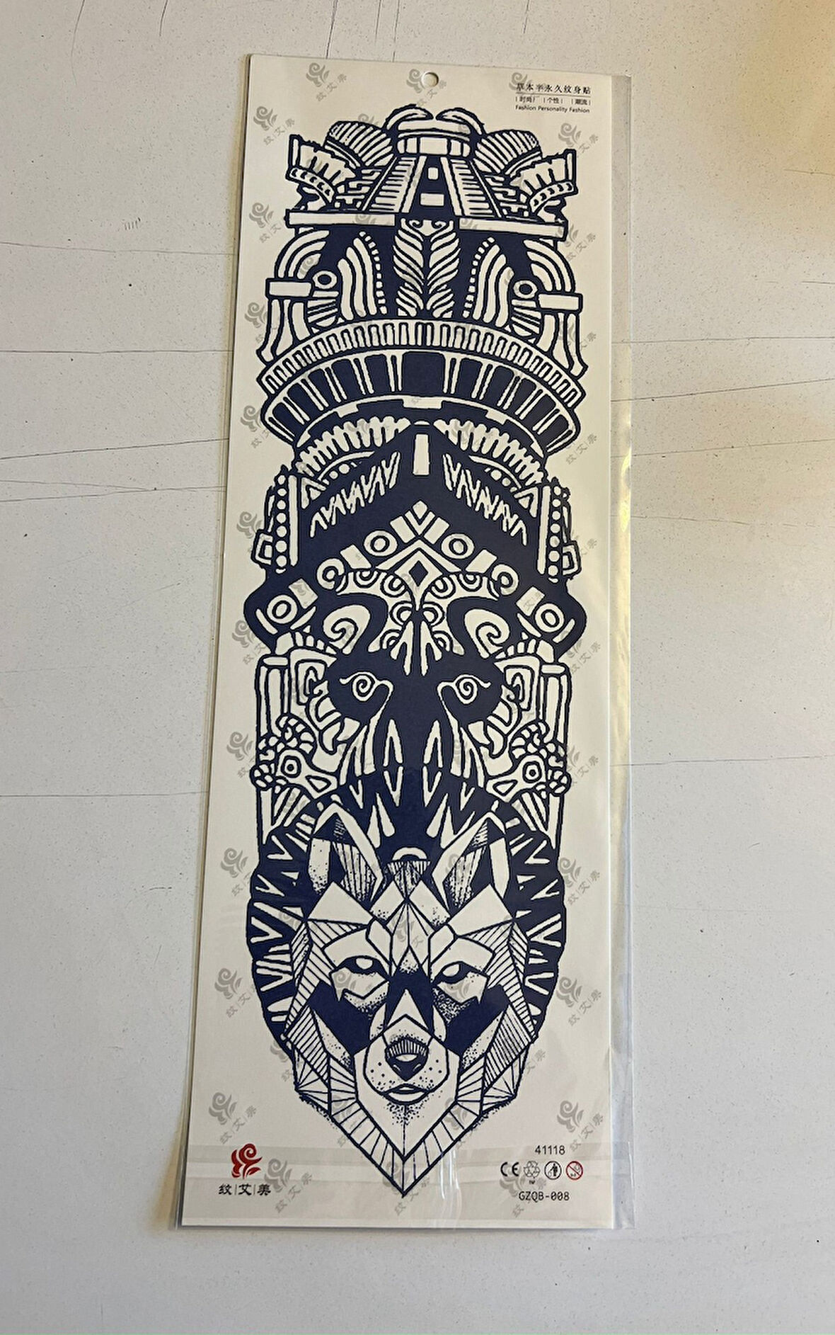 Kurt 3 Hafta Kalıcı Tam Kol Bacak Kaplama Yapıştırma Geçici Dövme 46 CM