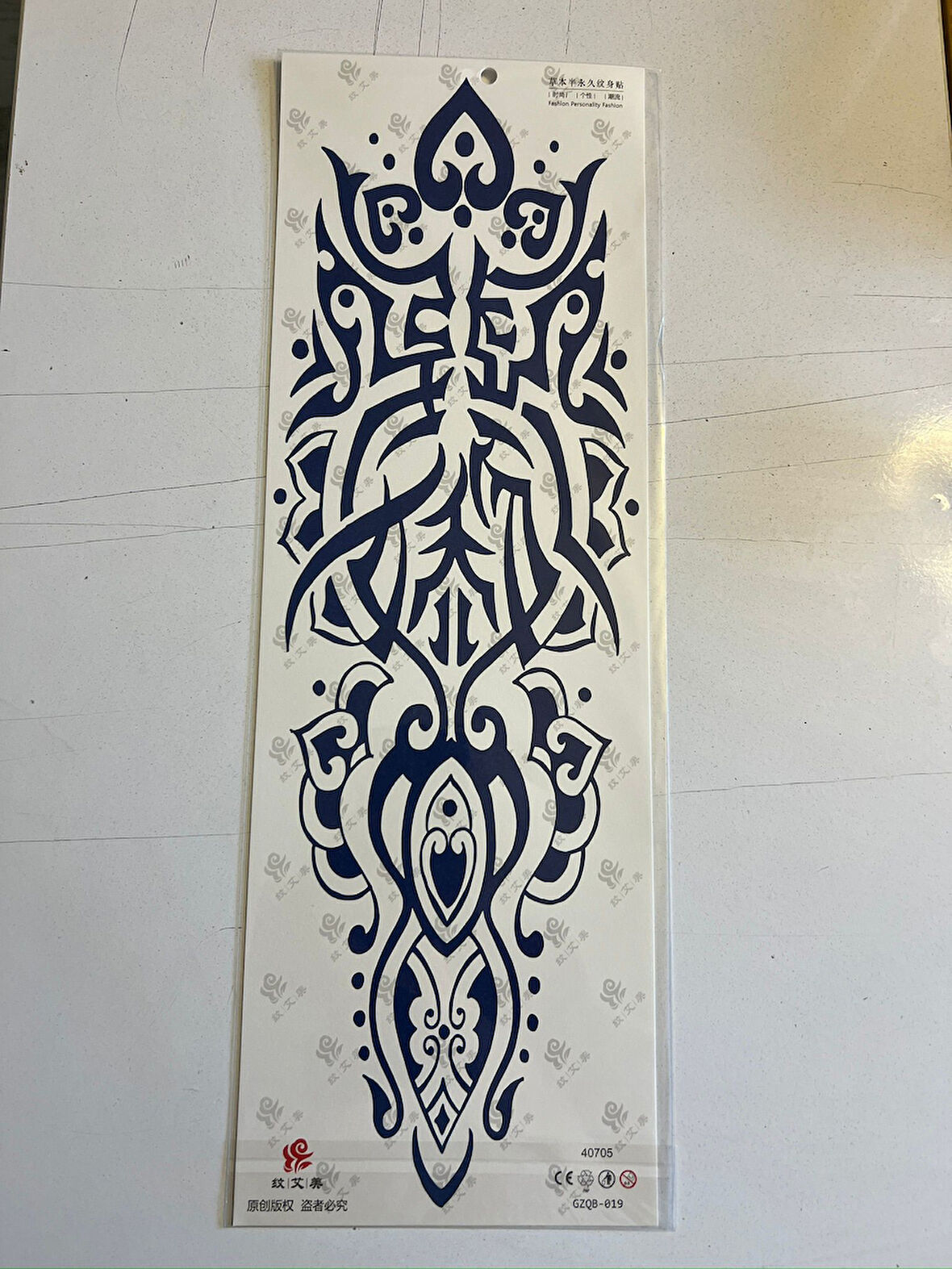 Tribal Çizgi 3 Hafta Kalıcı Tam Kol Bacak Kaplama Yapıştırma Geçici Dövme 46 CM