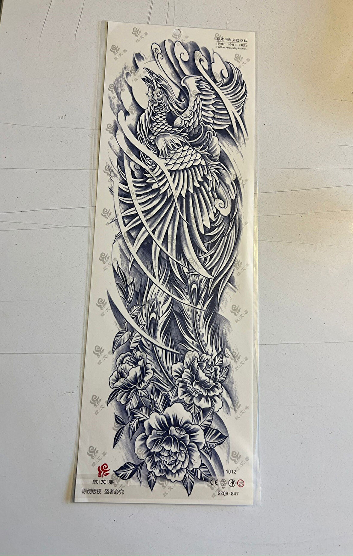 Yırtıcı Kuş 3 Hafta Kalıcı Tam Kol Bacak Kaplama Yapıştırma Geçici Dövme 46 CM