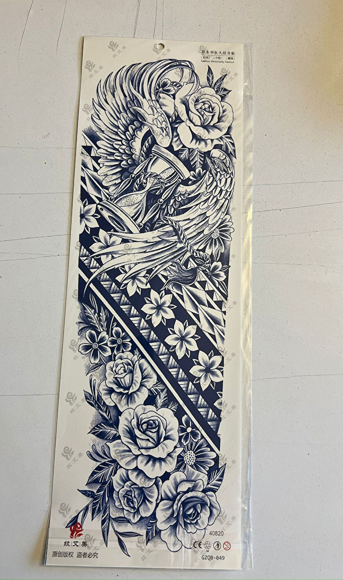 Güller 3 Hafta Kalıcı Tam Kol Bacak Kaplama Yapıştırma Geçici Dövme 46 CM