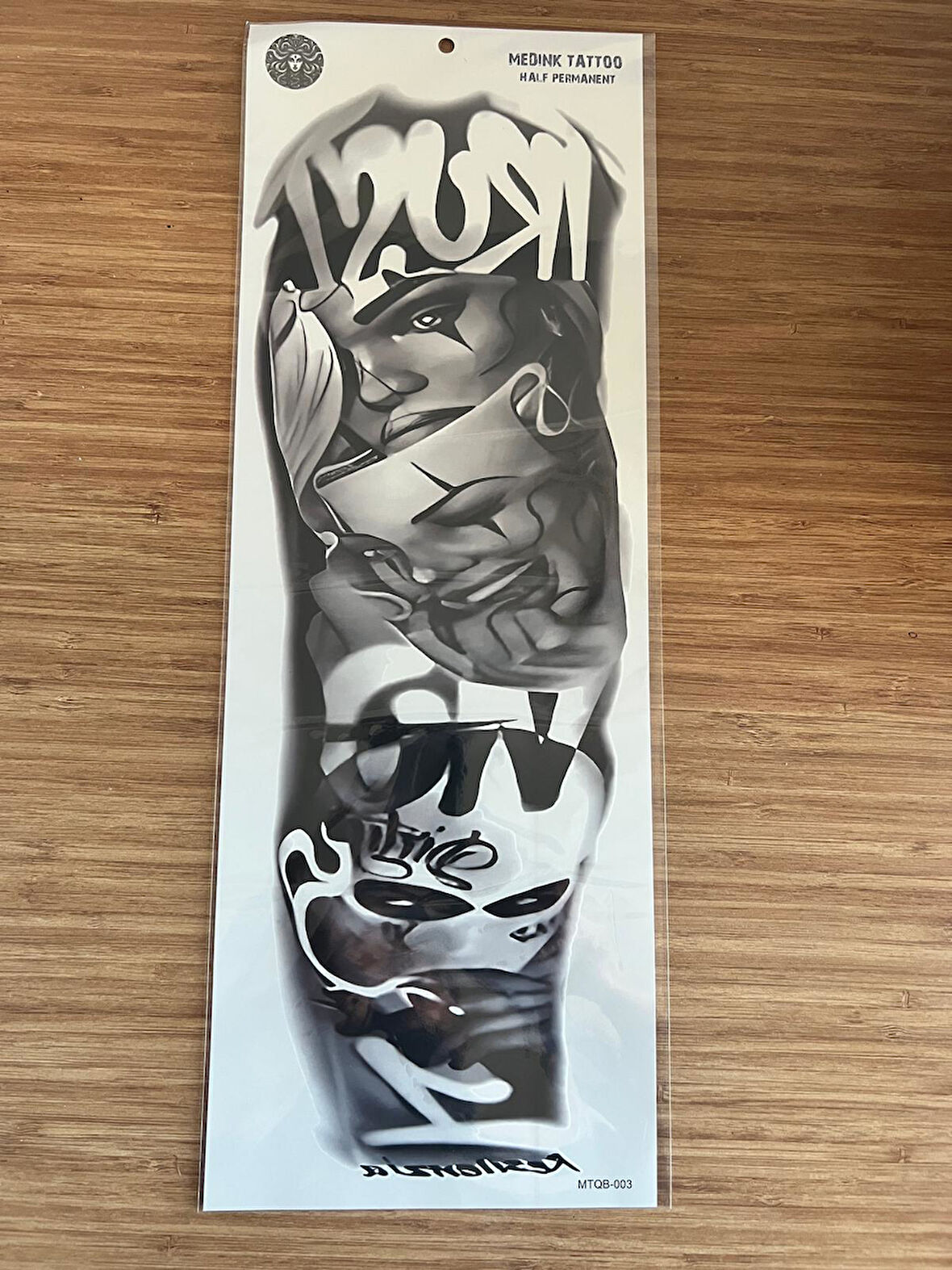 Maske 1 Hafta Kalıcı Tam Kol Bacak Yapıştırma Geçici Dövme 46 CM