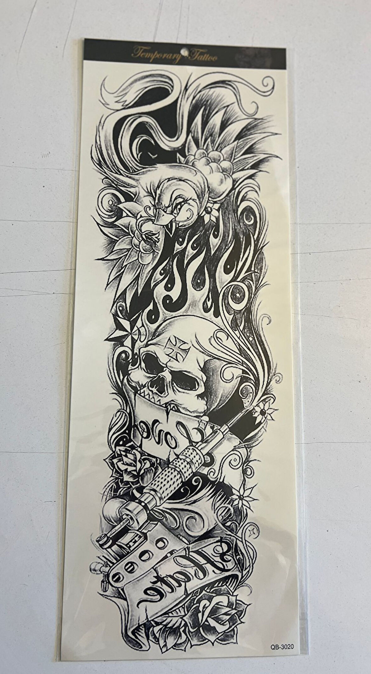 İskeletor 1 Hafta Kalıcı Tam Kol Kaplama Bacak Yapıştırma Geçici Dövme 46 CM