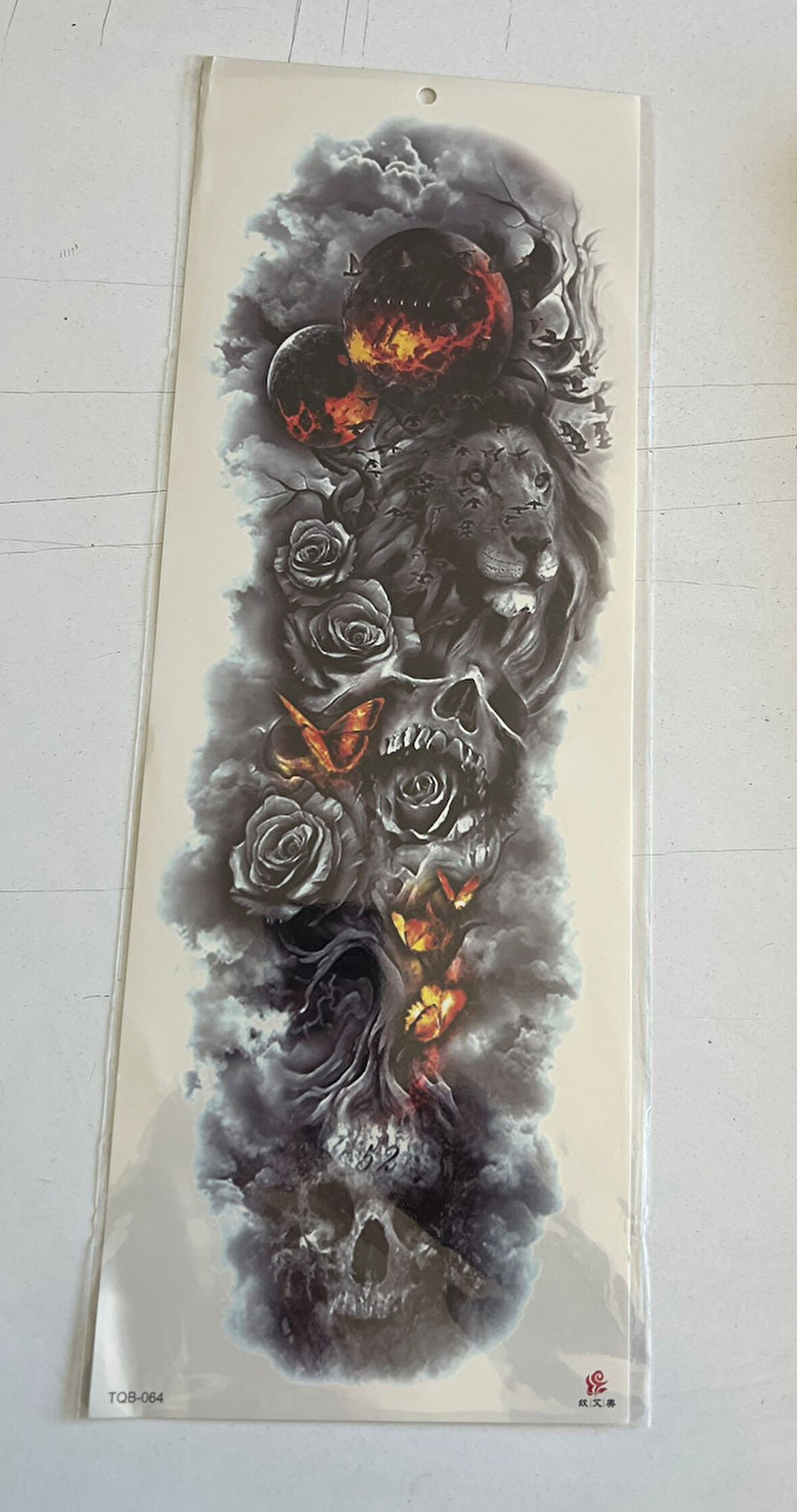 Aslan Kelebek 1 Hafta Kalıcı Tam Kol Bacak Yapıştırma Geçici Dövme 46 CM