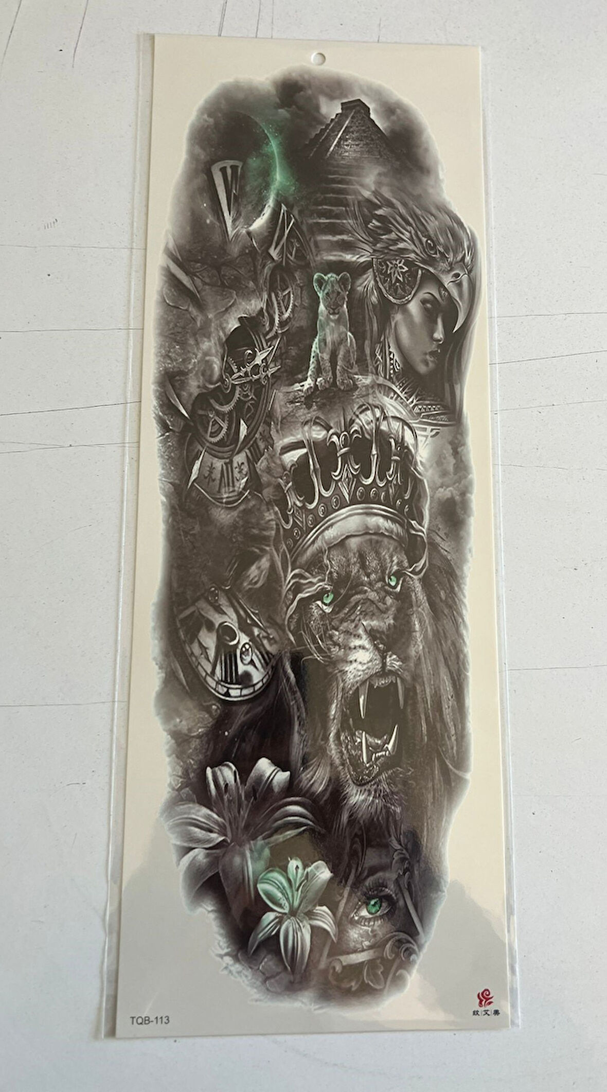 Prens Aslan 1 Hafta Kalıcı Tam Kol Bacak Yapıştırma Geçici Dövme 46 CM