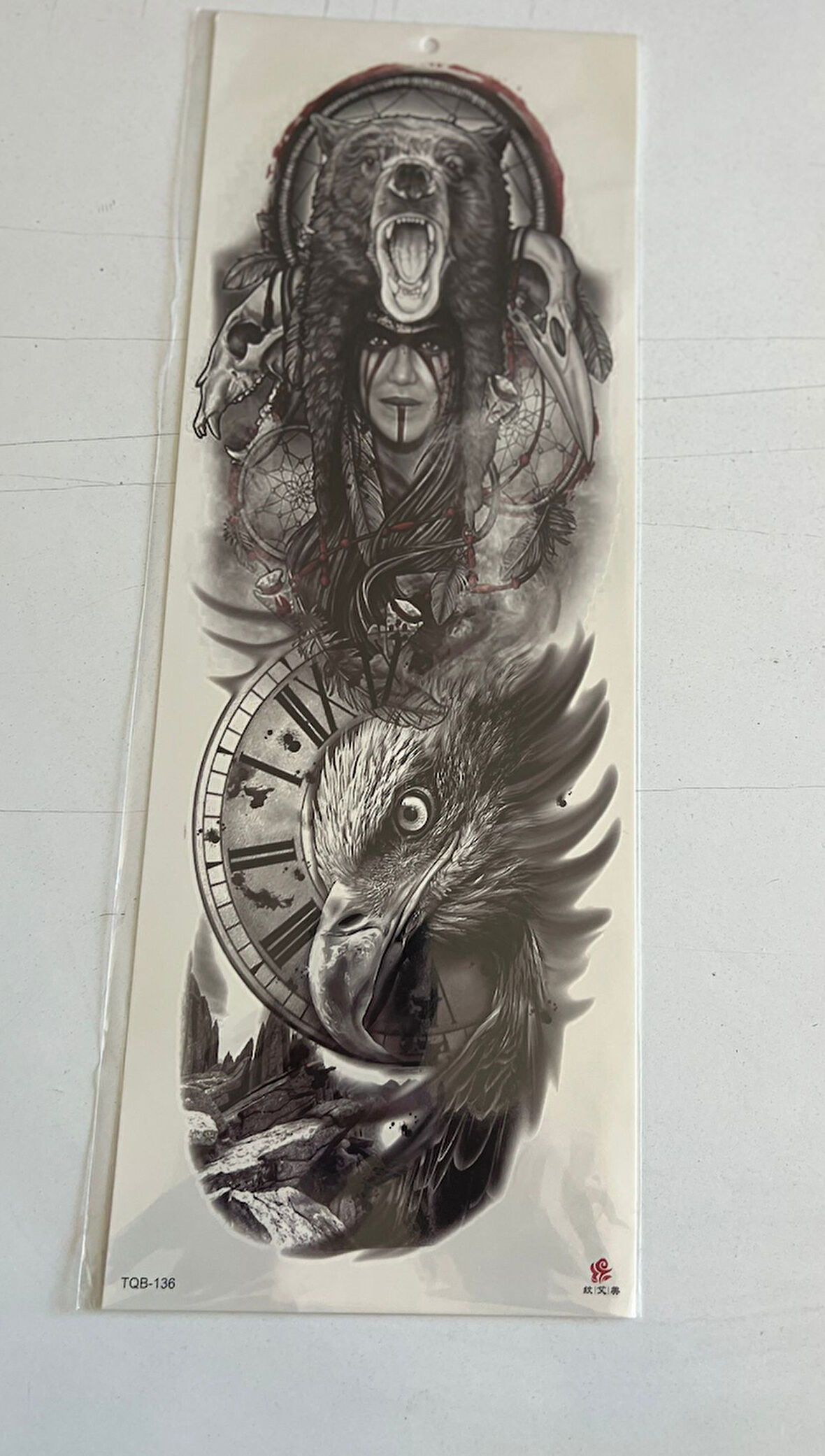 Ayı Kartal 1 Hafta Kalıcı Tam Kol Kaplama Bacak Yapıştırma Geçici Dövme 46 CM