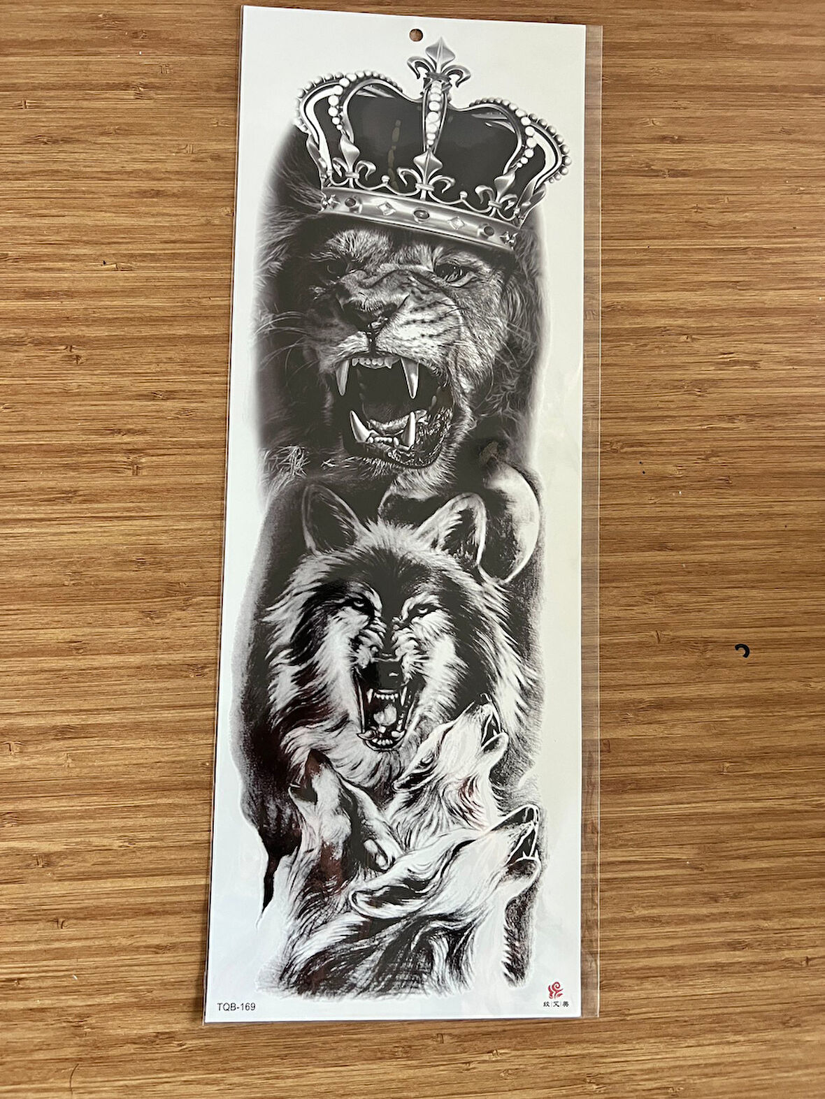 Aslan Kurt 1 Hafta Kalıcı Tam Kol Bacak Yapıştırma Geçici Dövme 46 CM